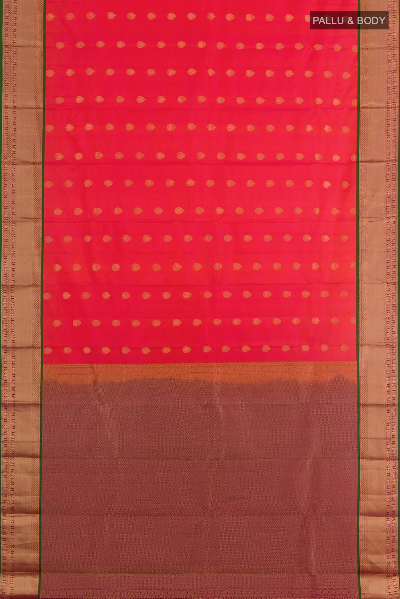 Orange with Pink Color Kanjivaram Silk Saree - Image 3