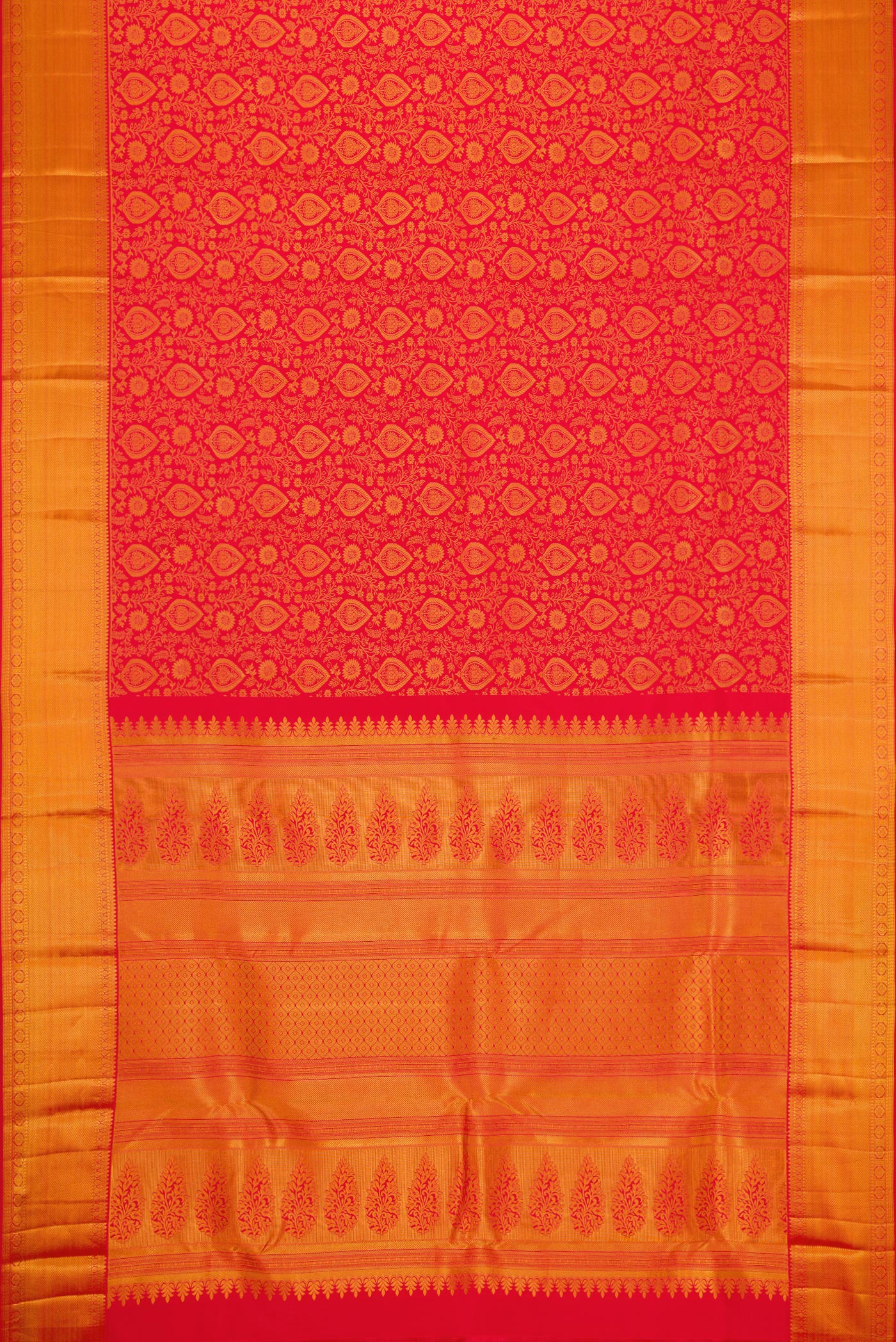 Red Dual Tone Kanjivaram Silk Saree - Image 6