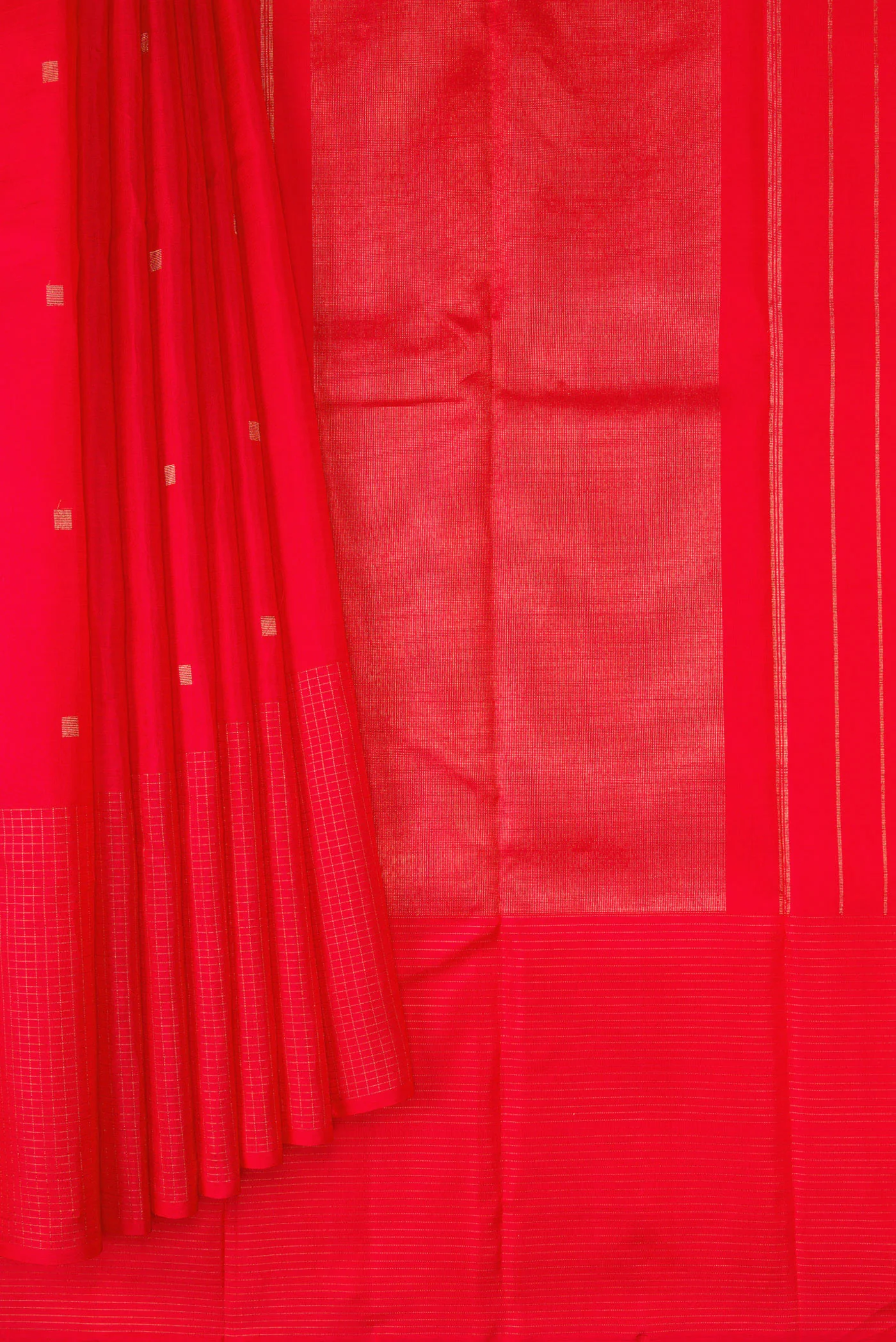 Pure Silk Pure Zari Red Kanjivaram Saree - Image 4