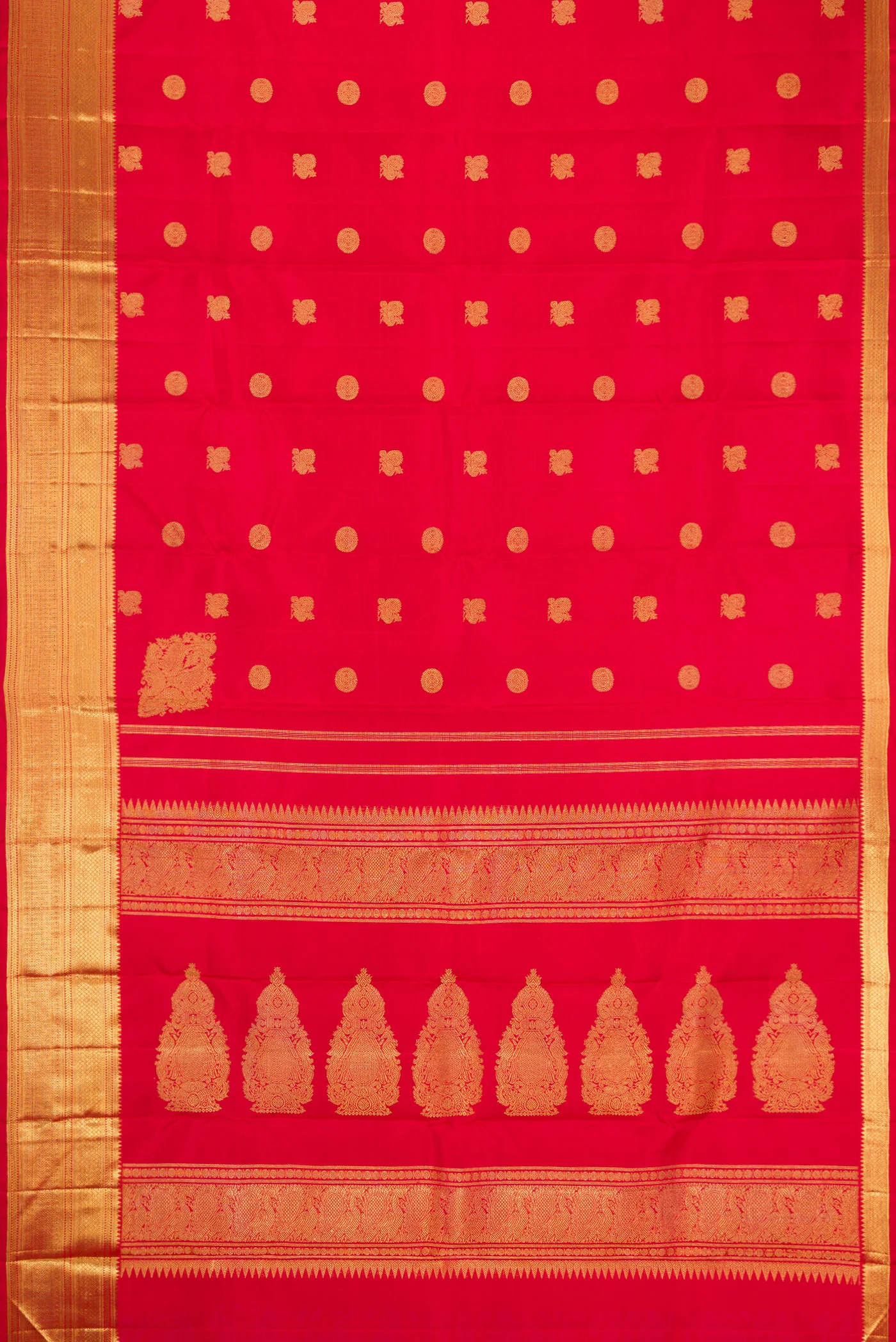 Pure Silk Pure Zari Red Kanjivaram Saree - Image 6