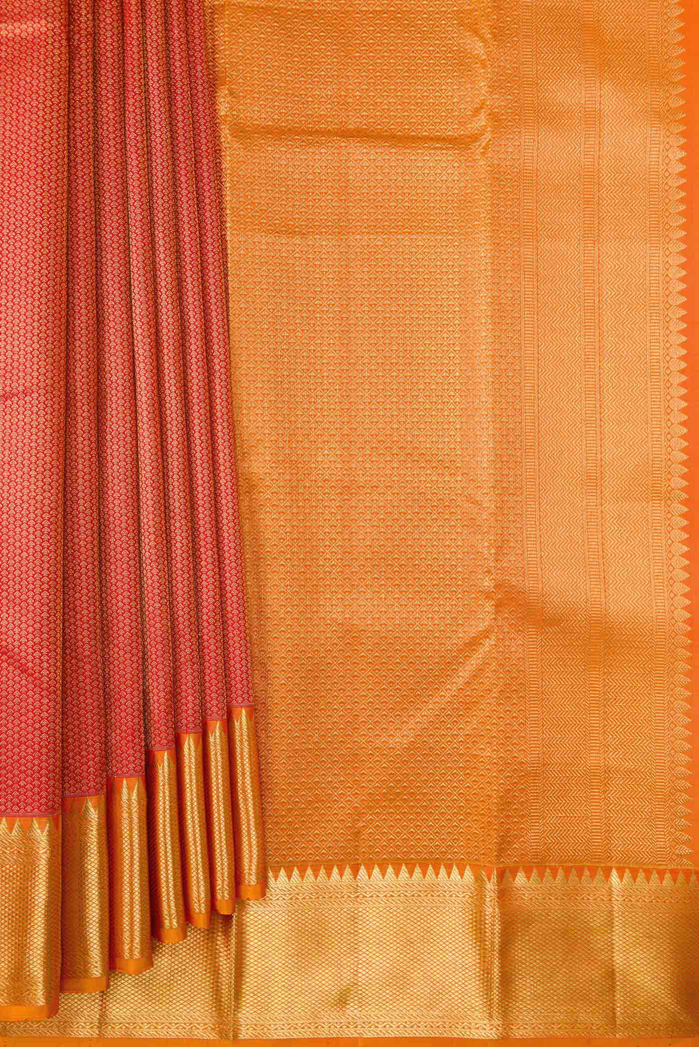 Orange Kanjivaram Silk Saree - Image 4