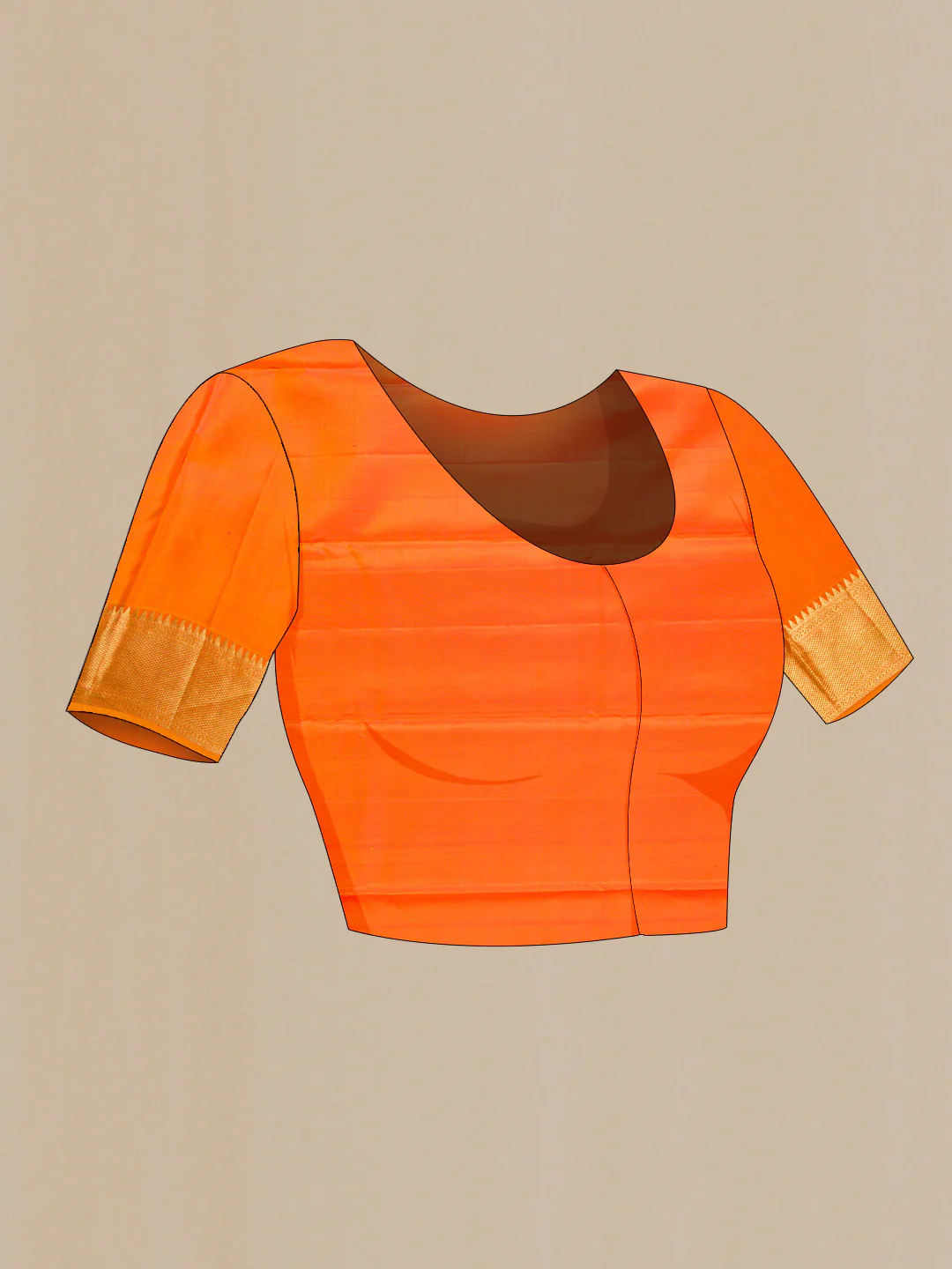 Orange Kanjivaram Silk Saree - Image 5