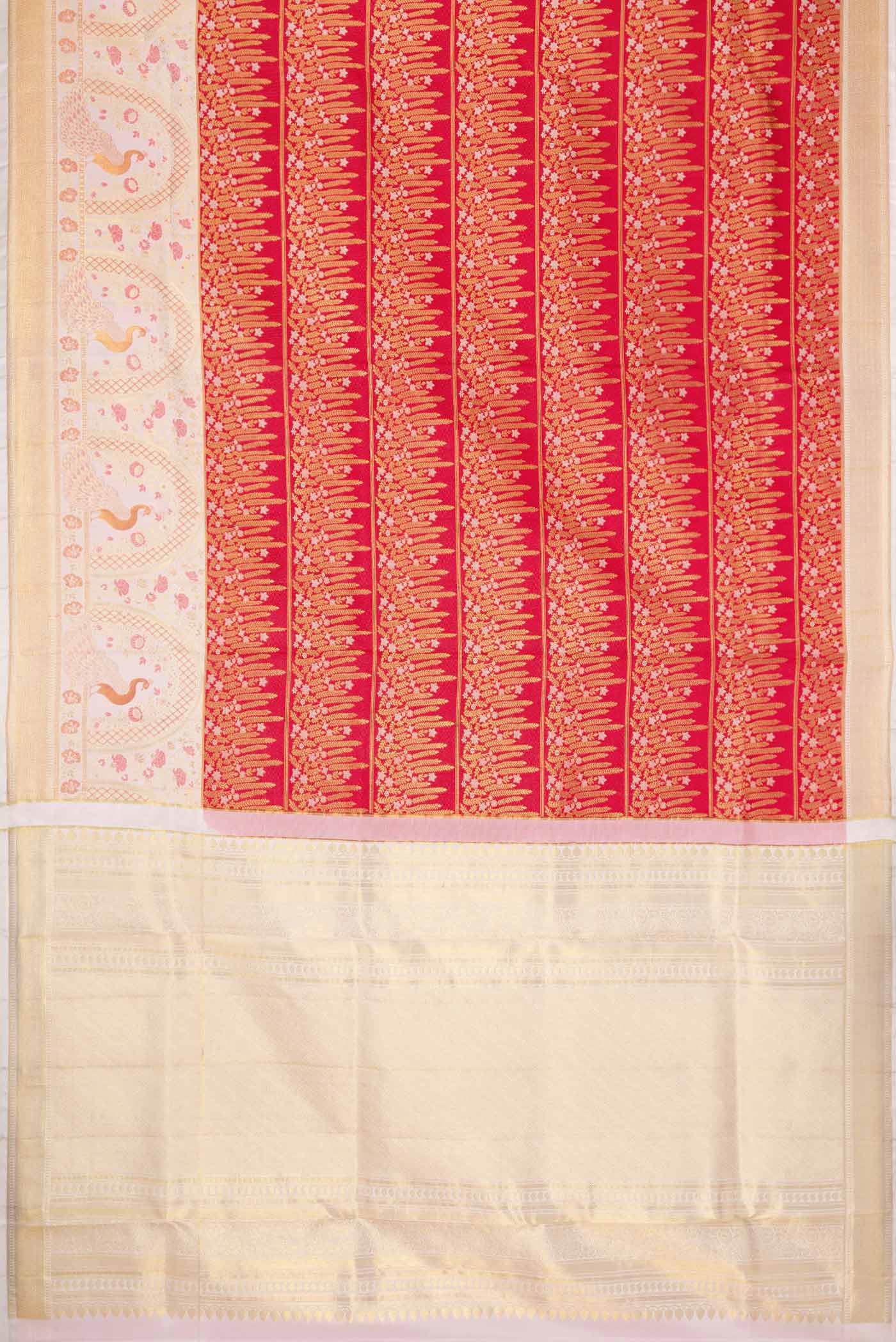 Red Dual Tone Kanjivaram Silk Saree - Image 6
