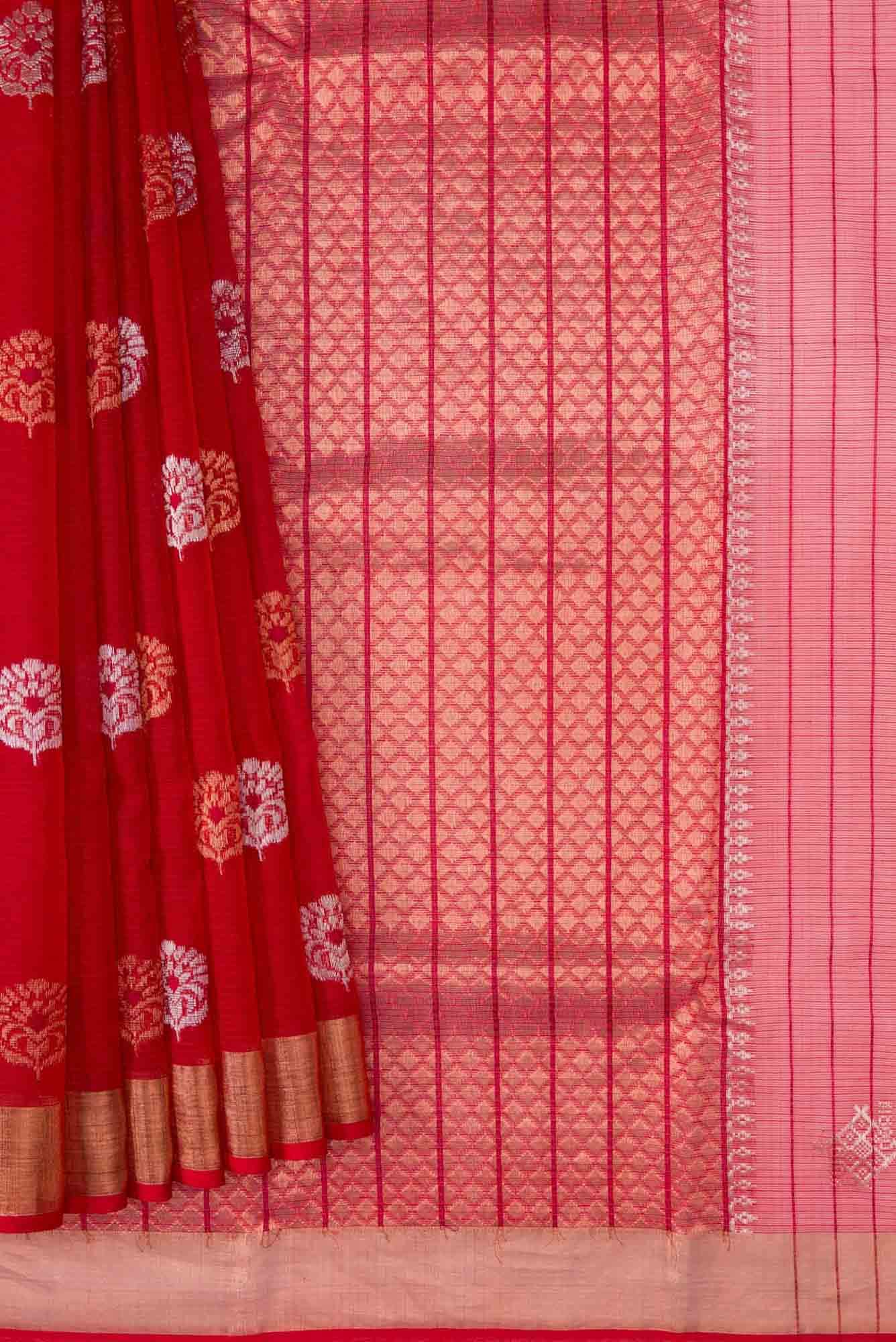Red Dual Tone Kota Silk Saree - Image 2
