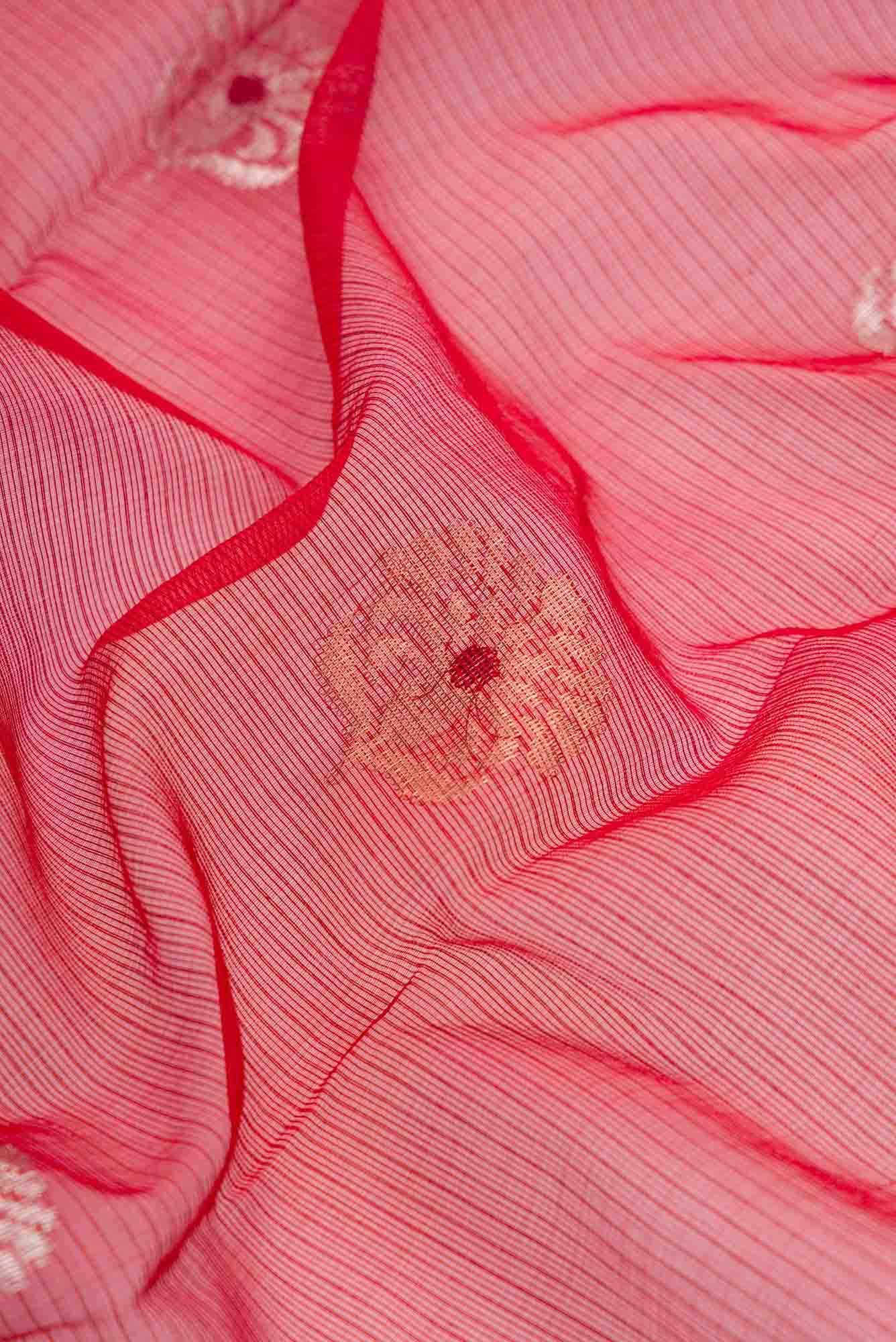 Red Dual Tone Kota Silk Saree - Image 3