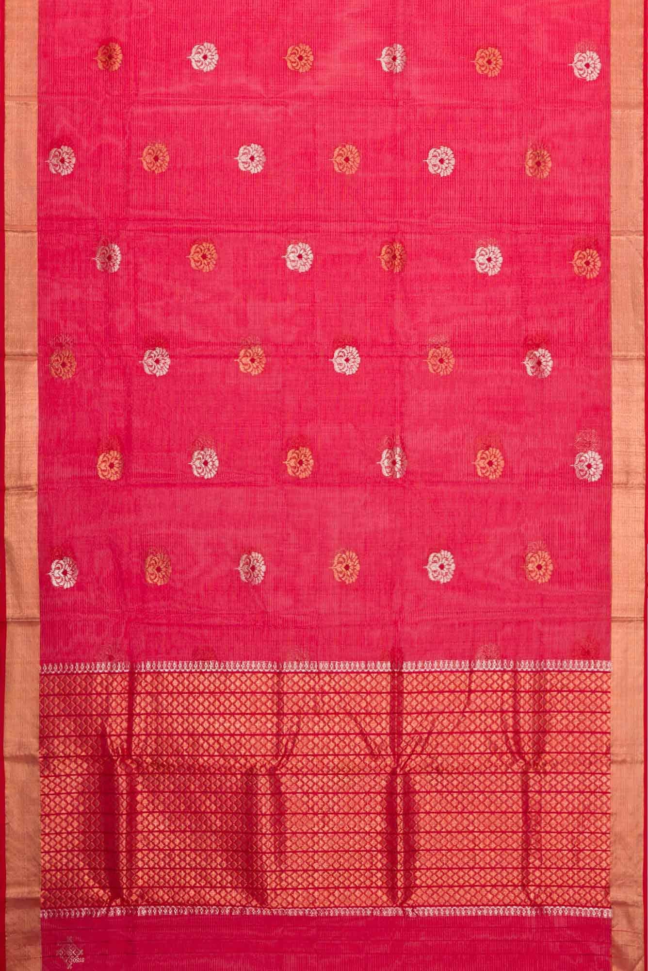 Red Dual Tone Kota Silk Saree - Image 4