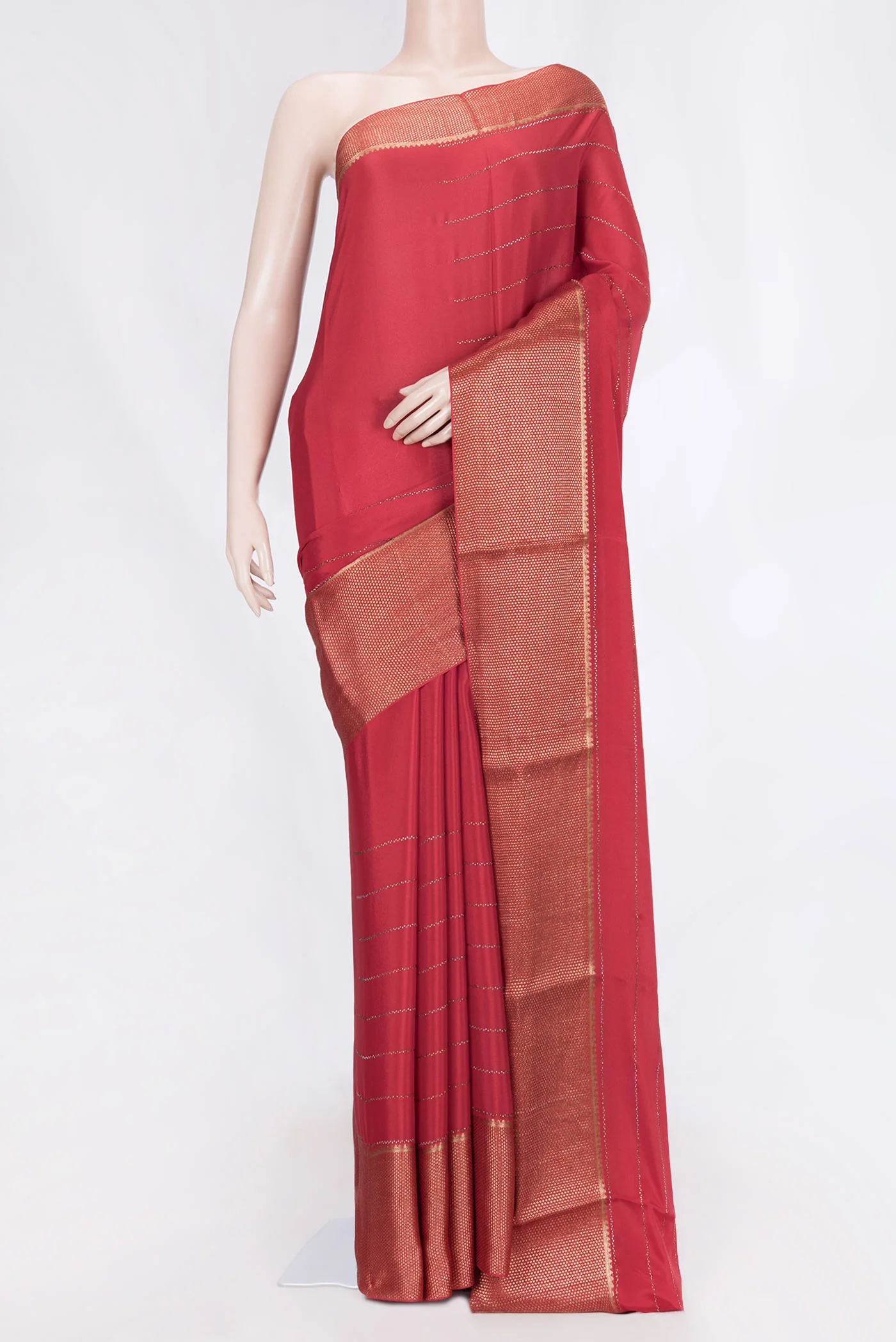 Red Dual Tone Mysore Crepe Saree