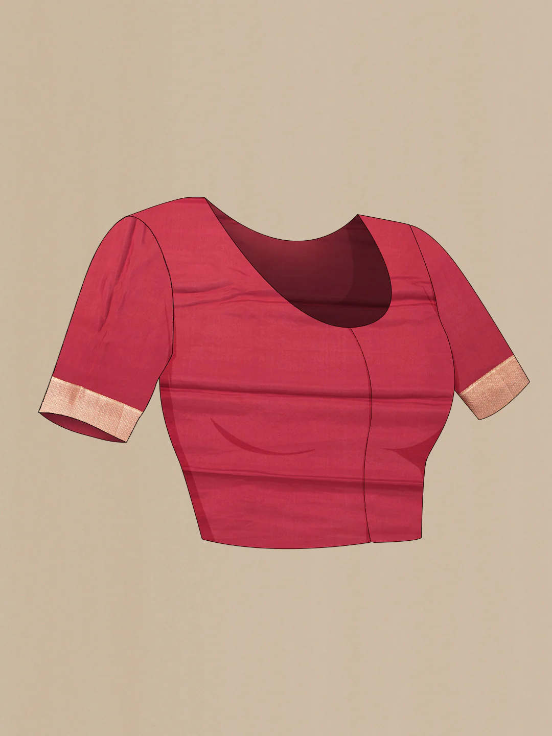 Red Mysore Crepe Saree - Image 4