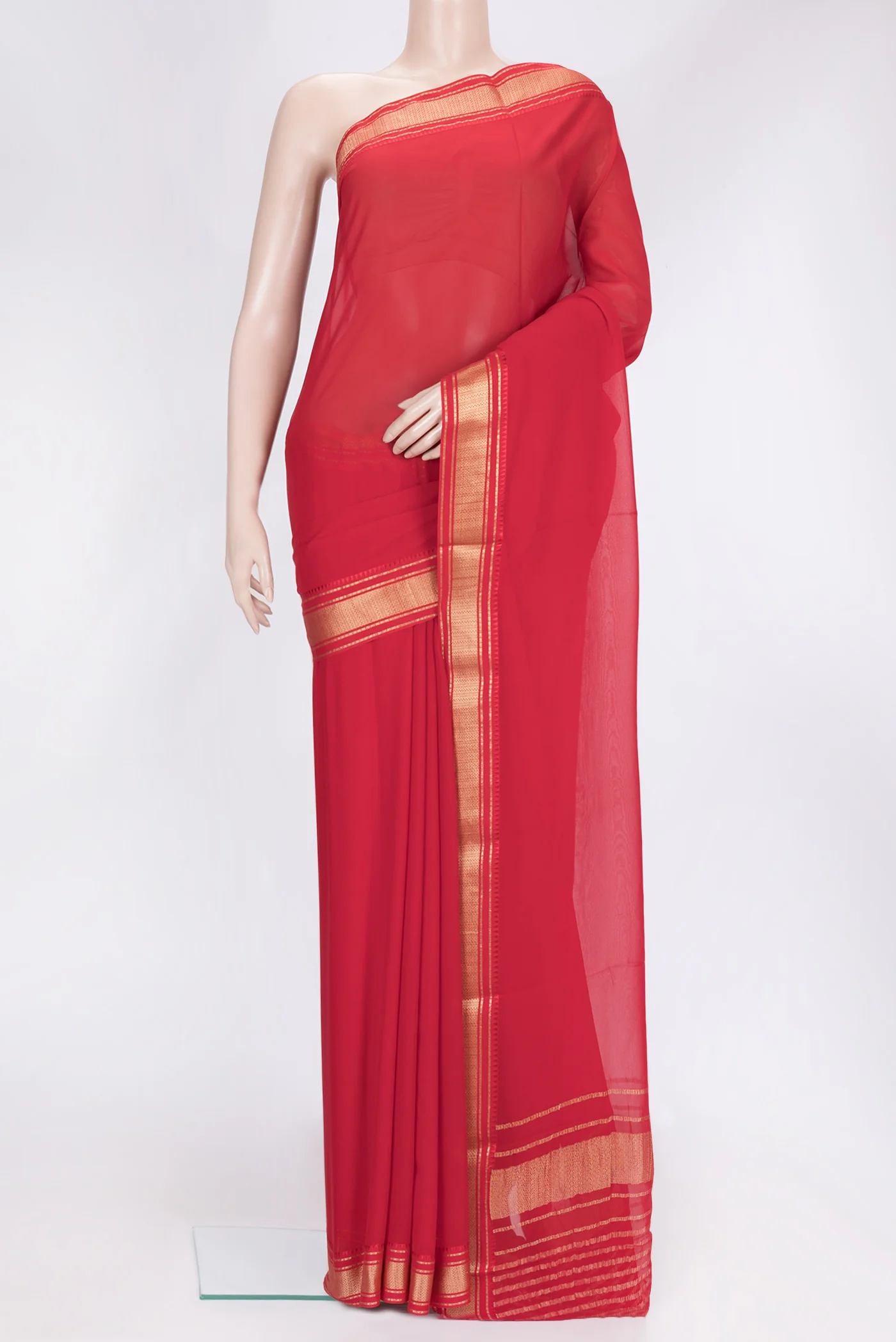 Red Mysore Georgette Saree