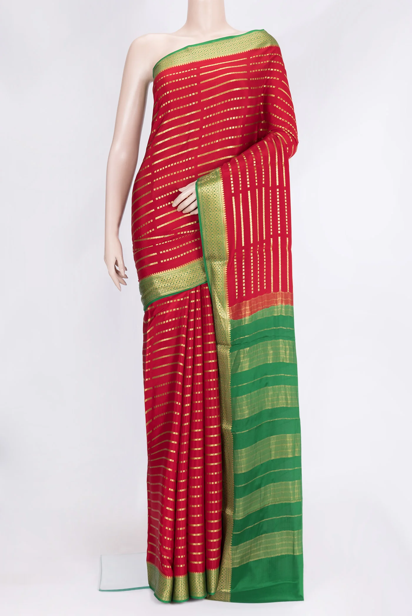 Red Mysore Crepe Saree