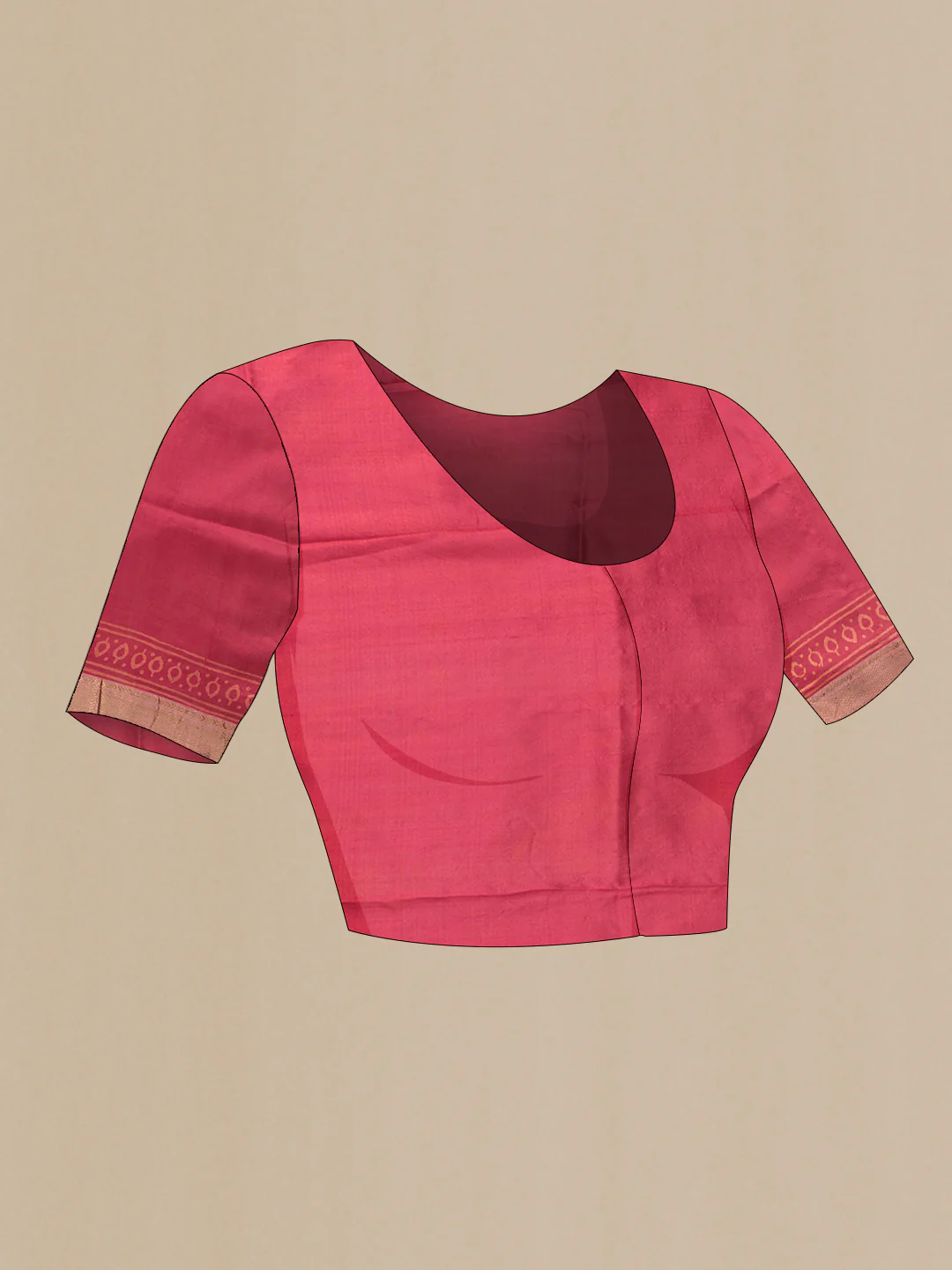 Red Dual Tone Printed Silk Saree - Image 4