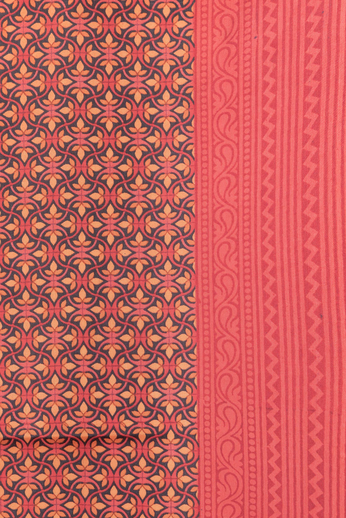 Red Printed Silk Saree - Image 3
