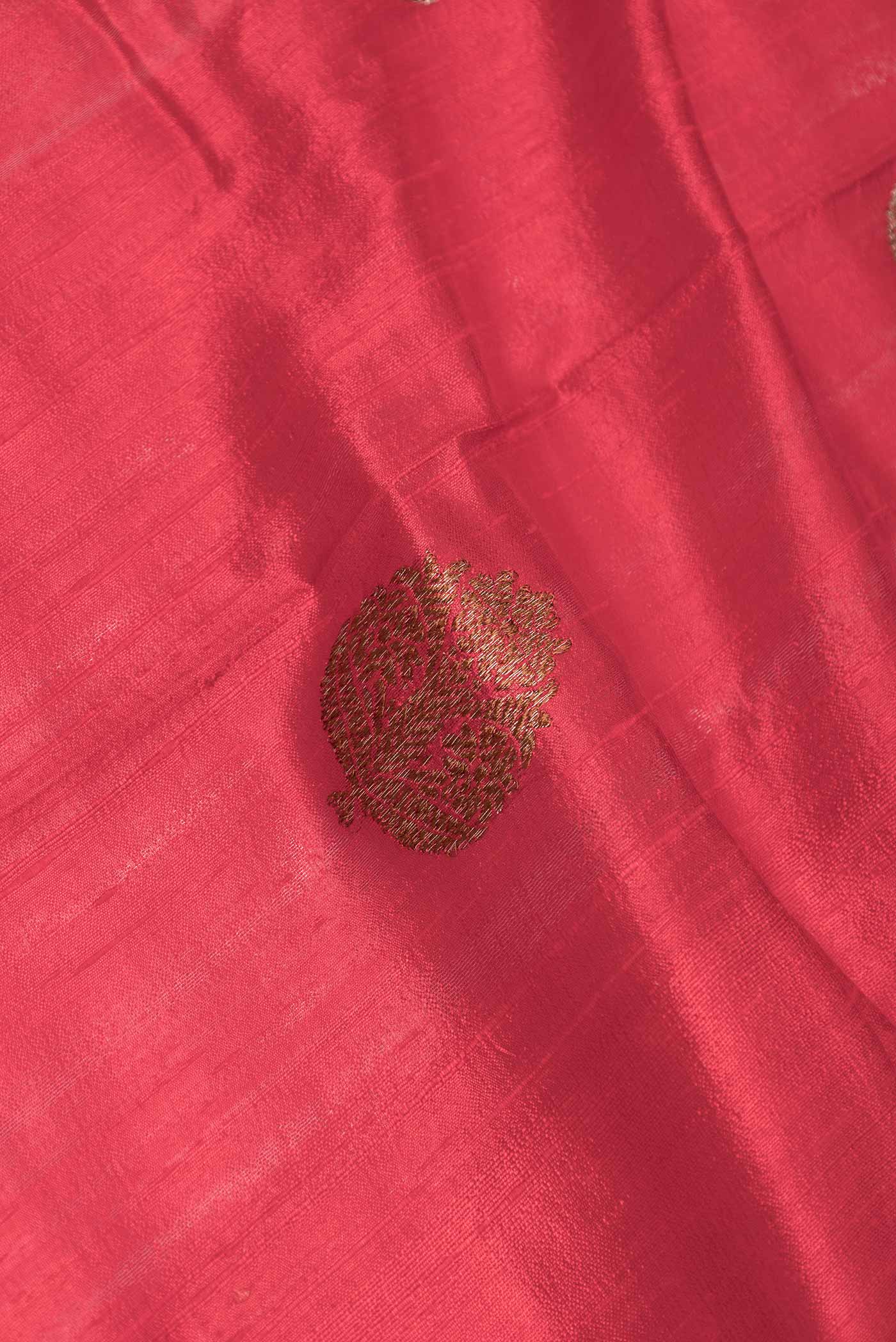 Red Dual Tone Raw Silk Saree - Image 2