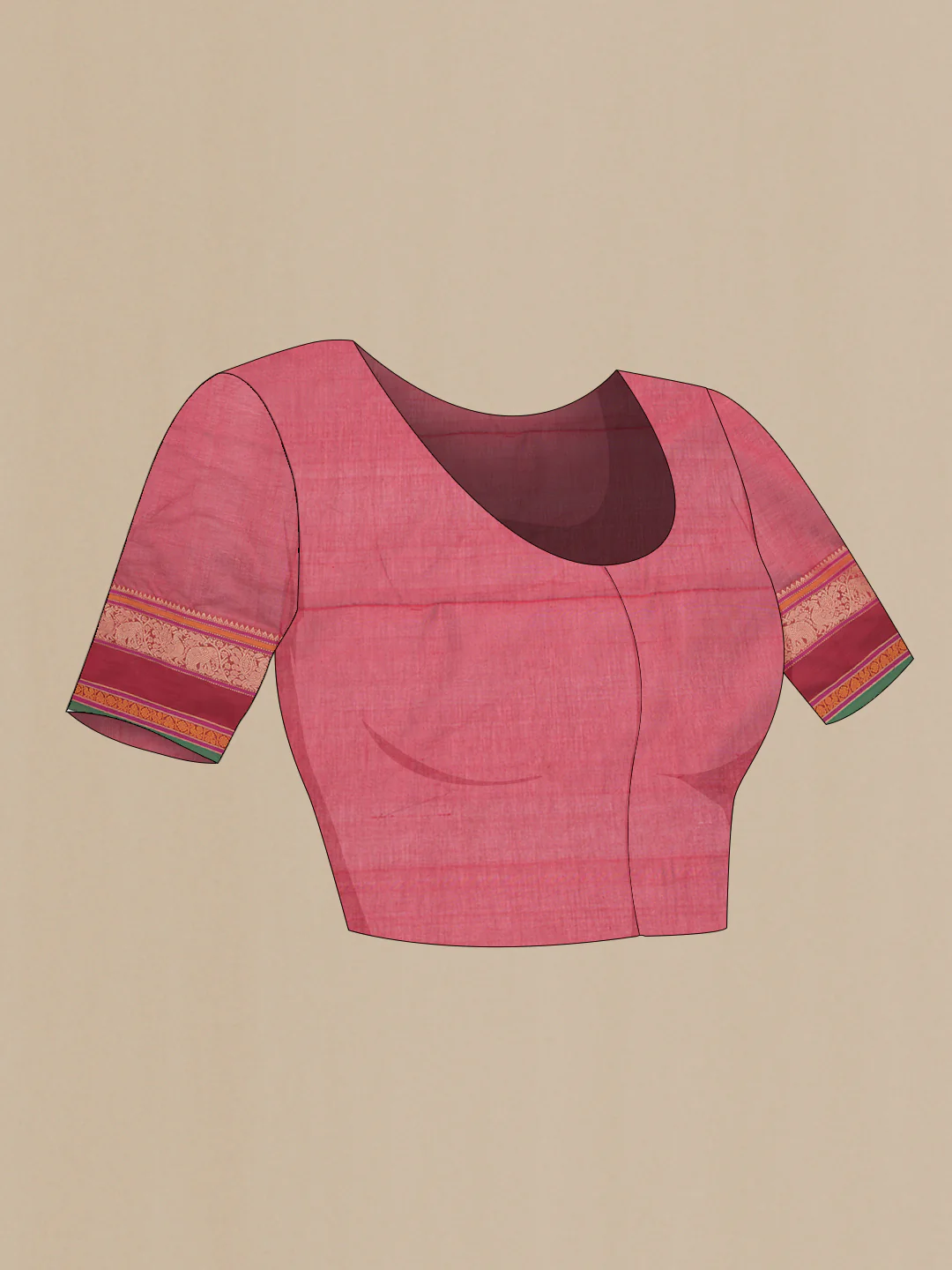 Red Silk Cotton Saree - Image 4