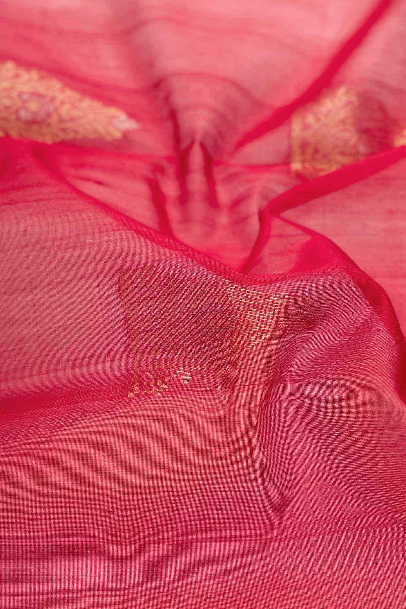 Red Dual Tone Silk Cotton Saree - Image 2