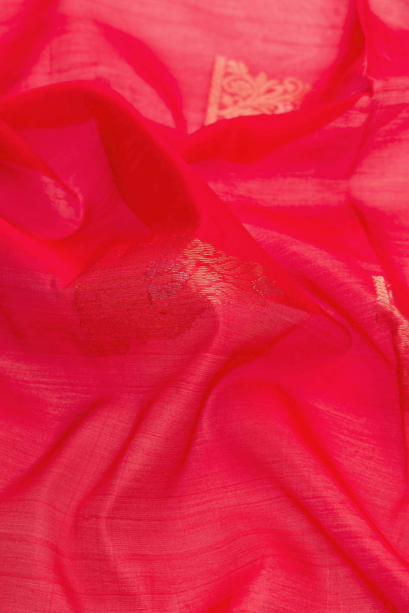 Red Dual Tone Silk Cotton Saree - Image 2