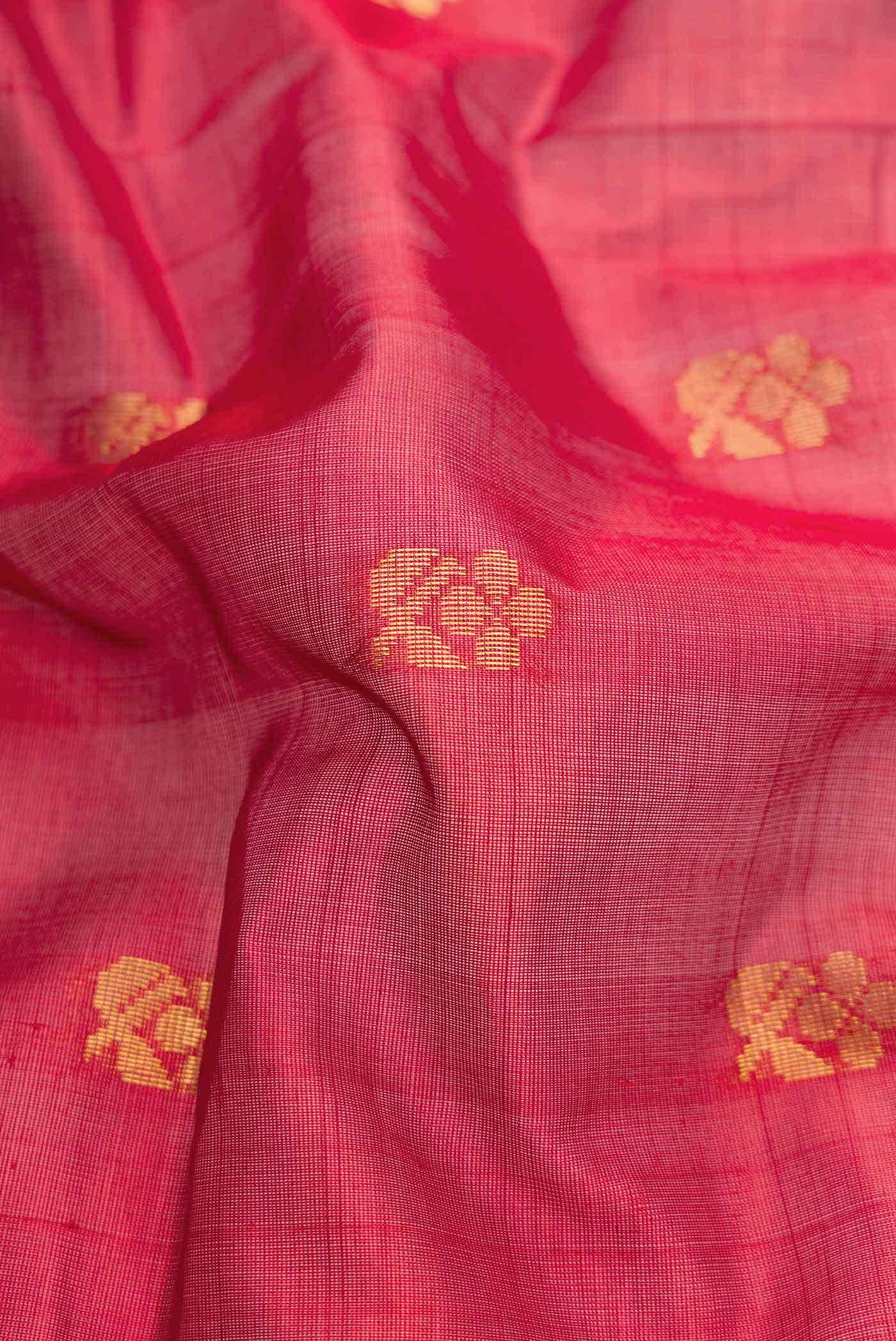 Red Dual Tone Silk Cotton Saree - Image 2