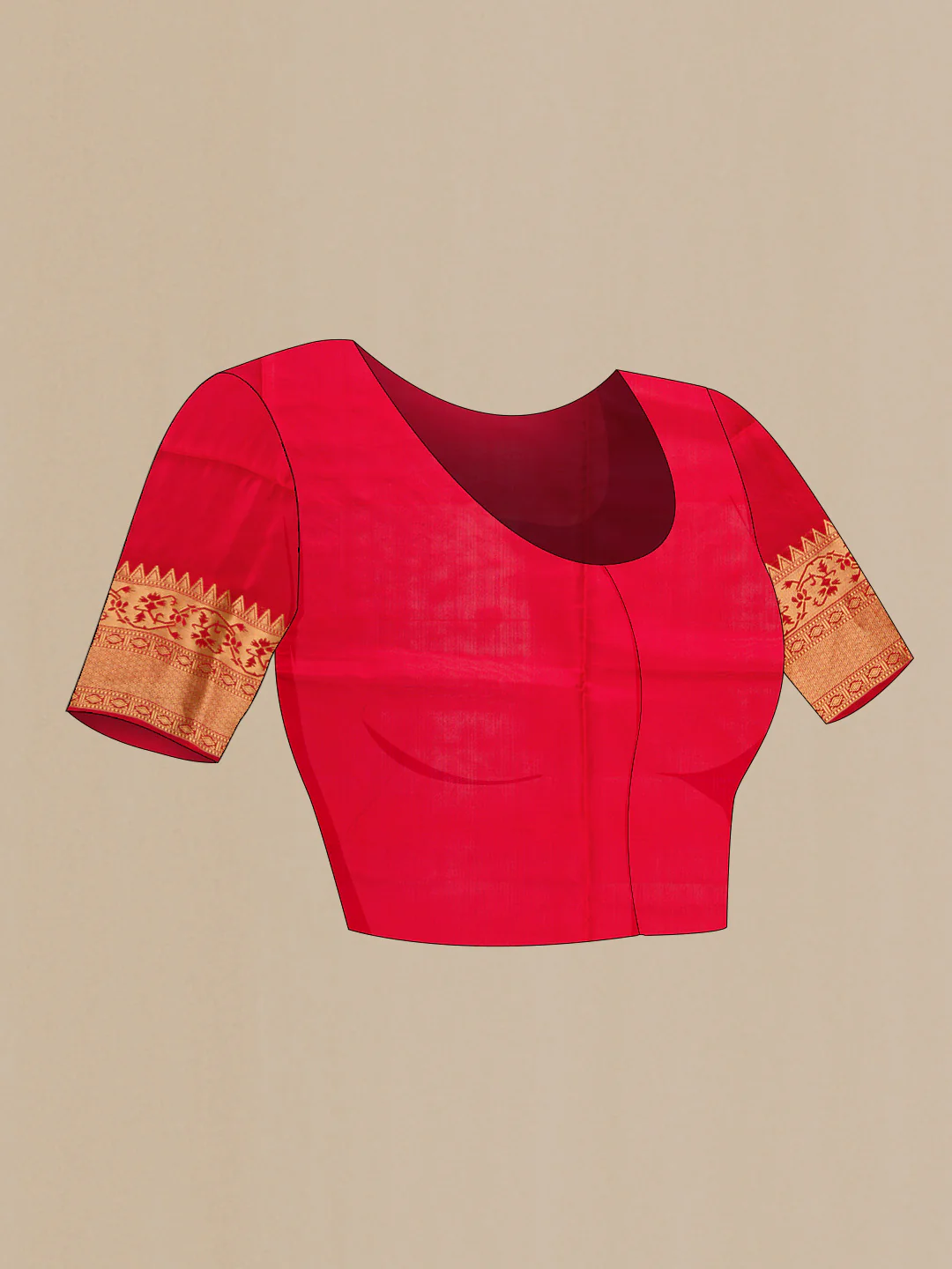 Red Dual Tone Soft Silk Saree - Image 5