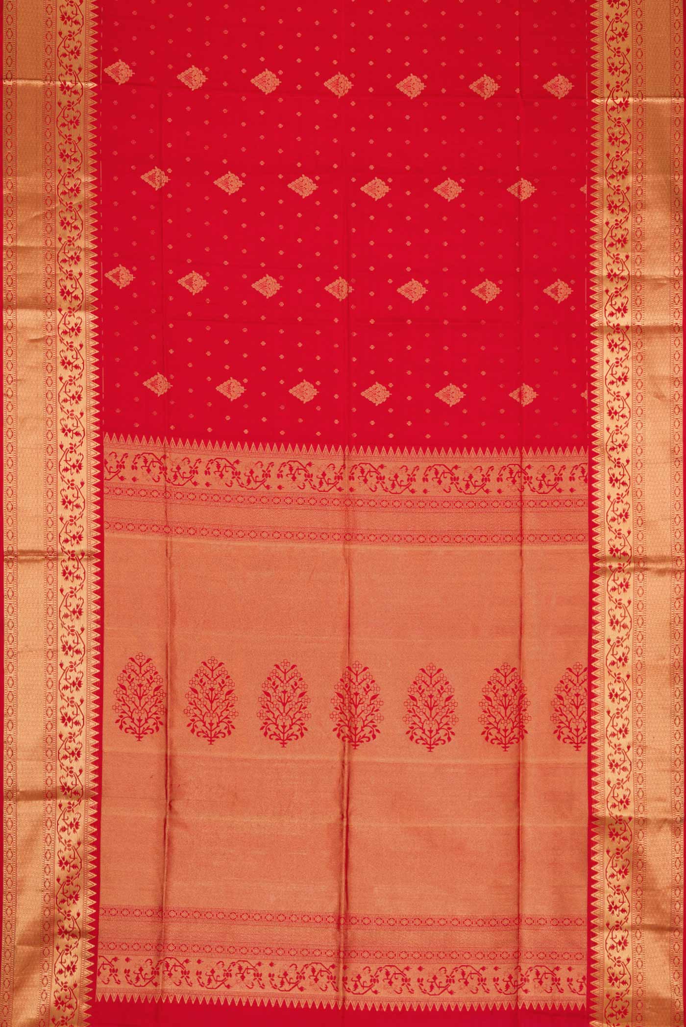 Red Dual Tone Soft Silk Saree - Image 6