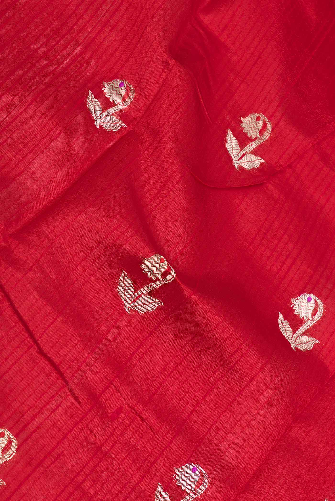 Red Banarasi Raw Silk Saree - Image 2