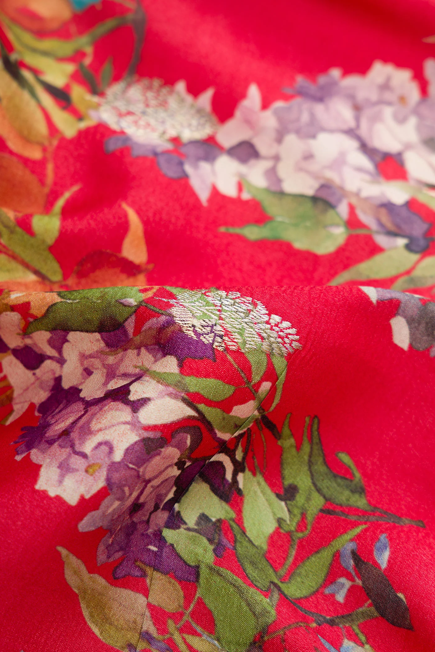 Red Tussar Silk Saree - Image 2