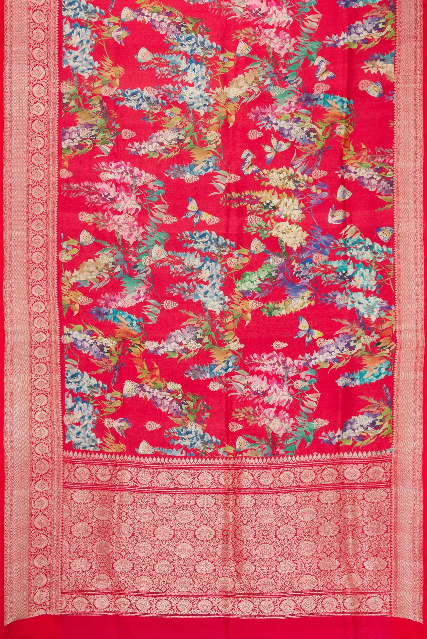 Red Tussar Silk Saree - Image 6