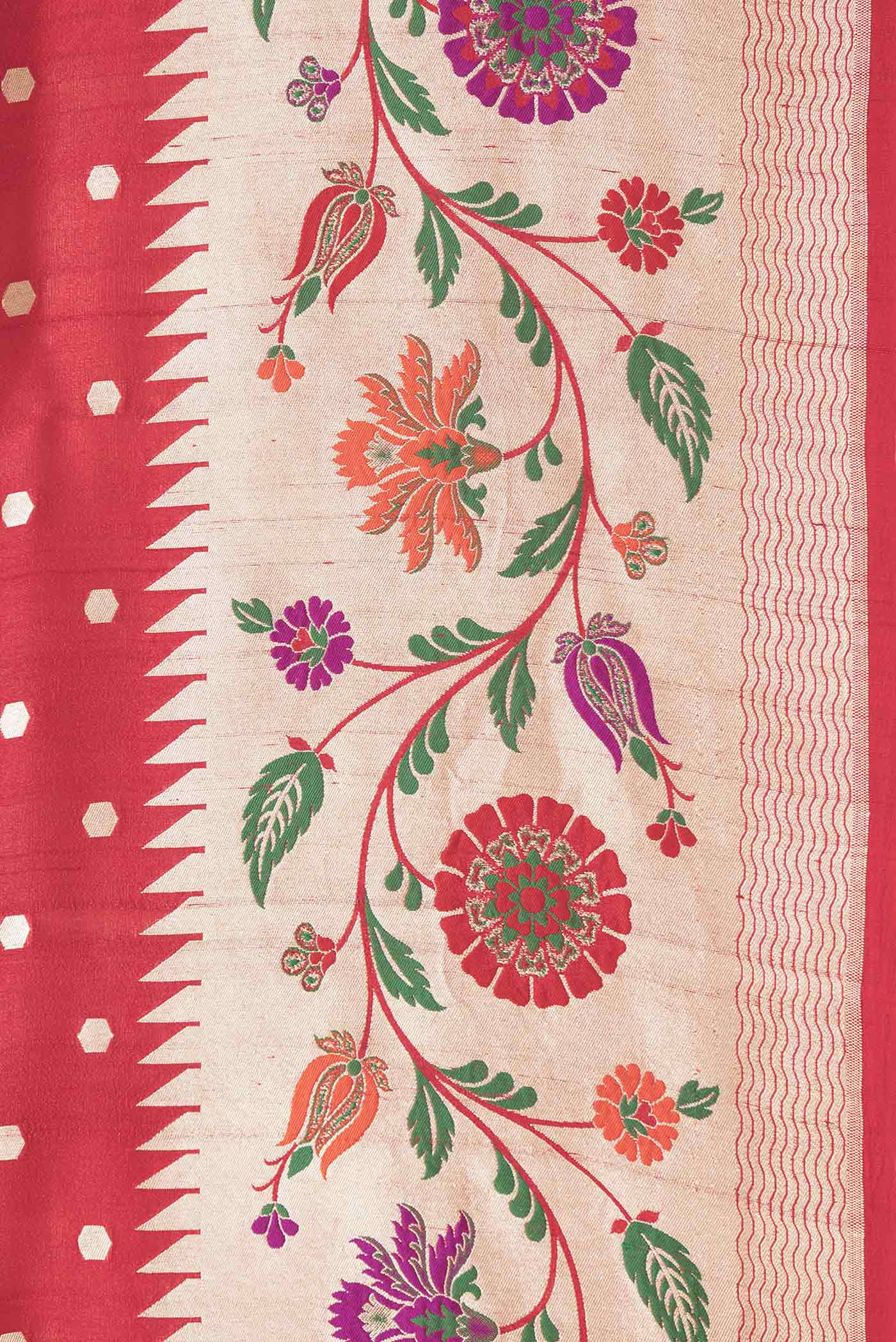 Red Banarasi Tussar Georgette Saree - Image 3