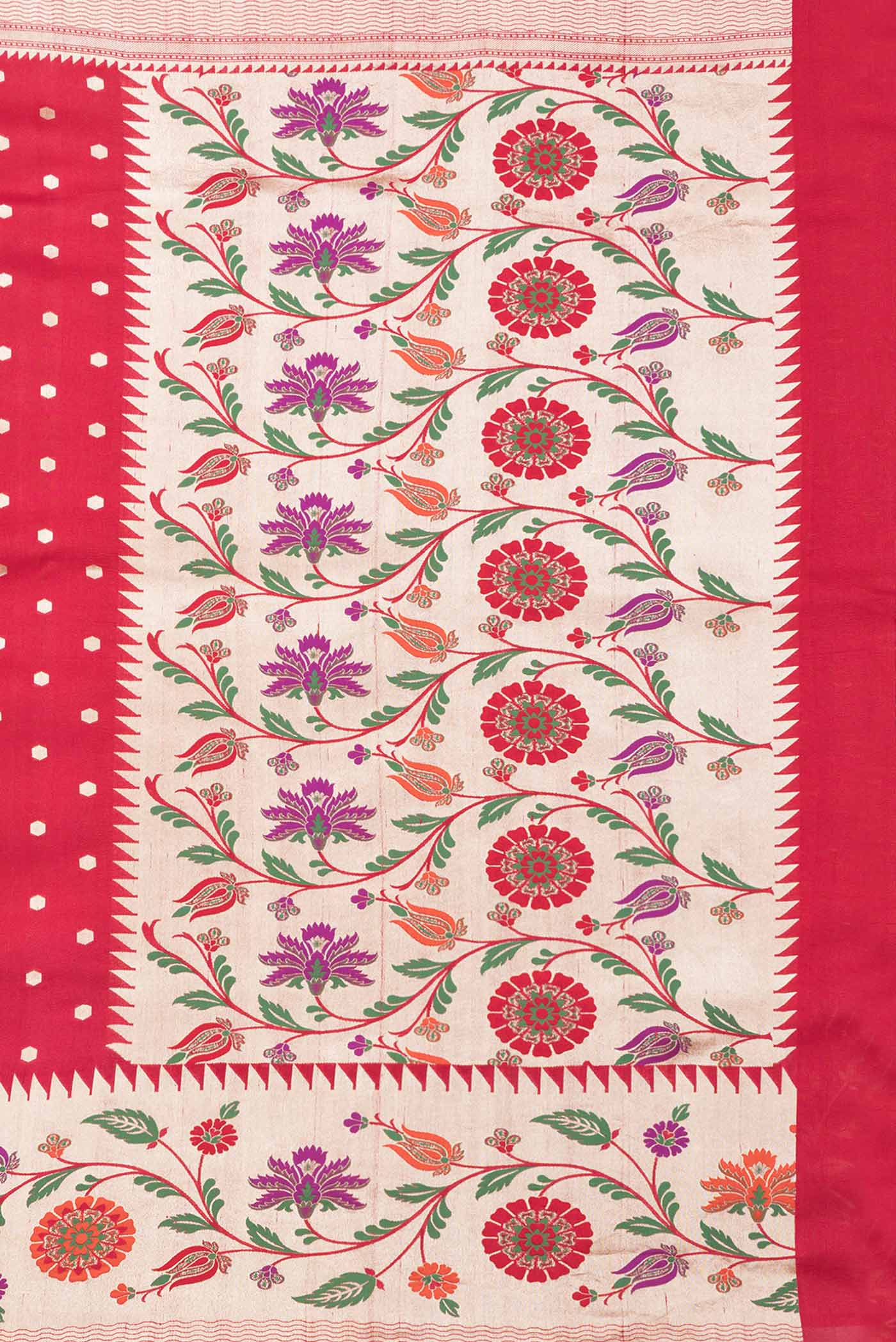 Red Banarasi Tussar Georgette Saree - Image 5