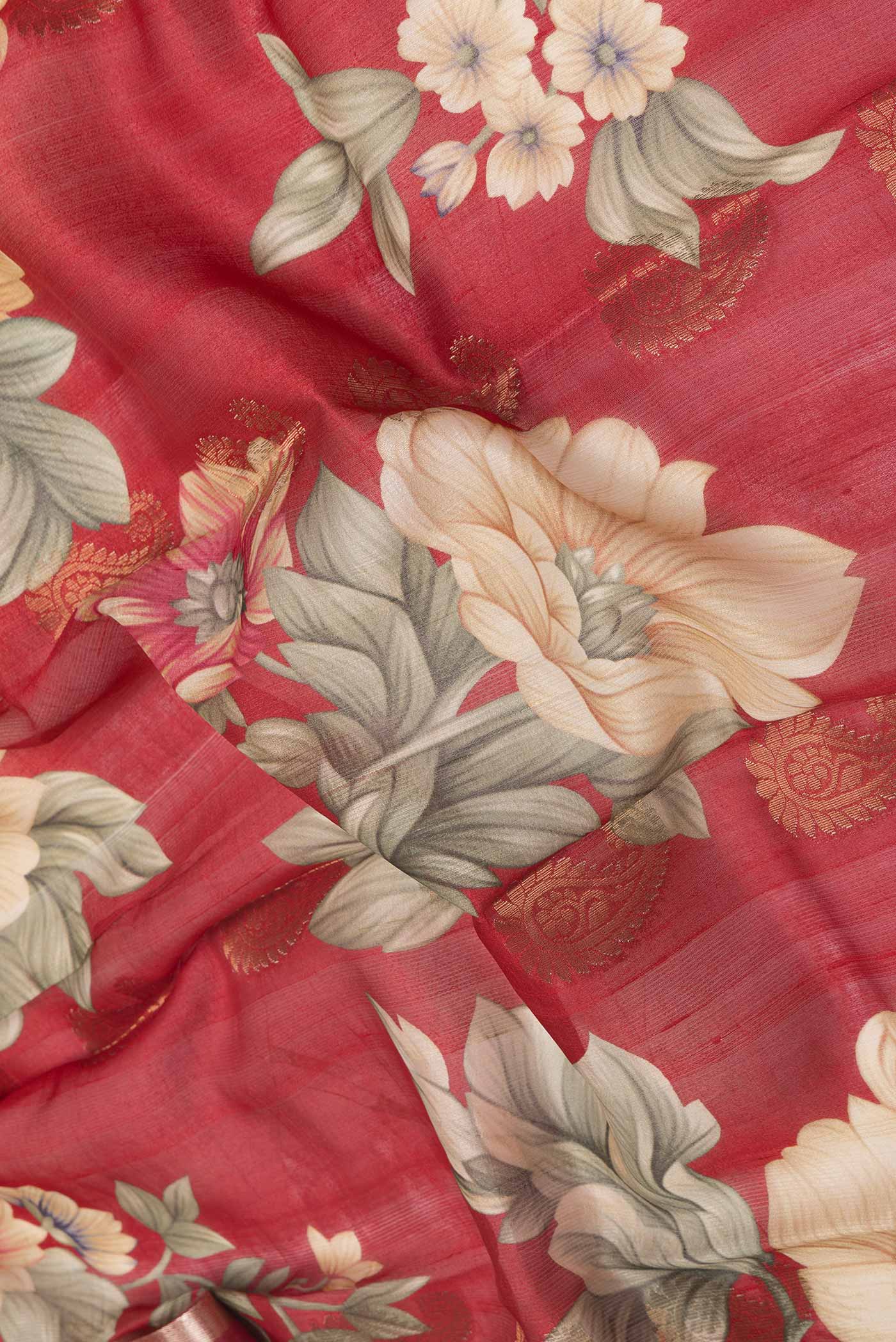 Red Dual Tone Tussar Silk Saree - Image 2