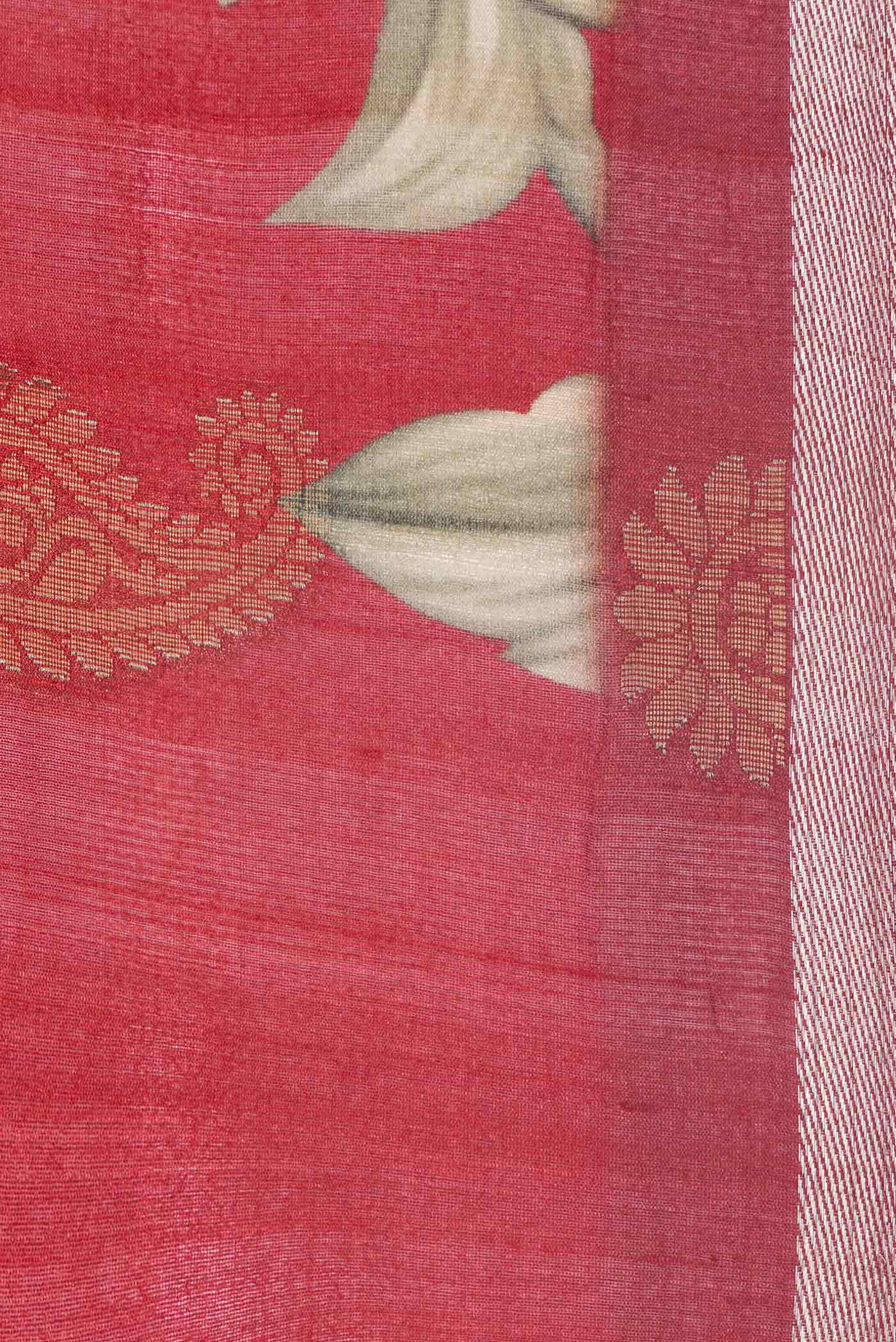 Red Dual Tone Tussar Silk Saree - Image 3