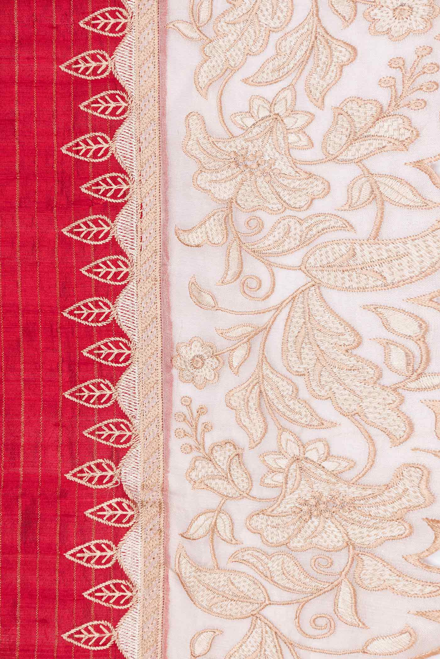 Red Dual Tone Tussar Silk Saree - Image 2