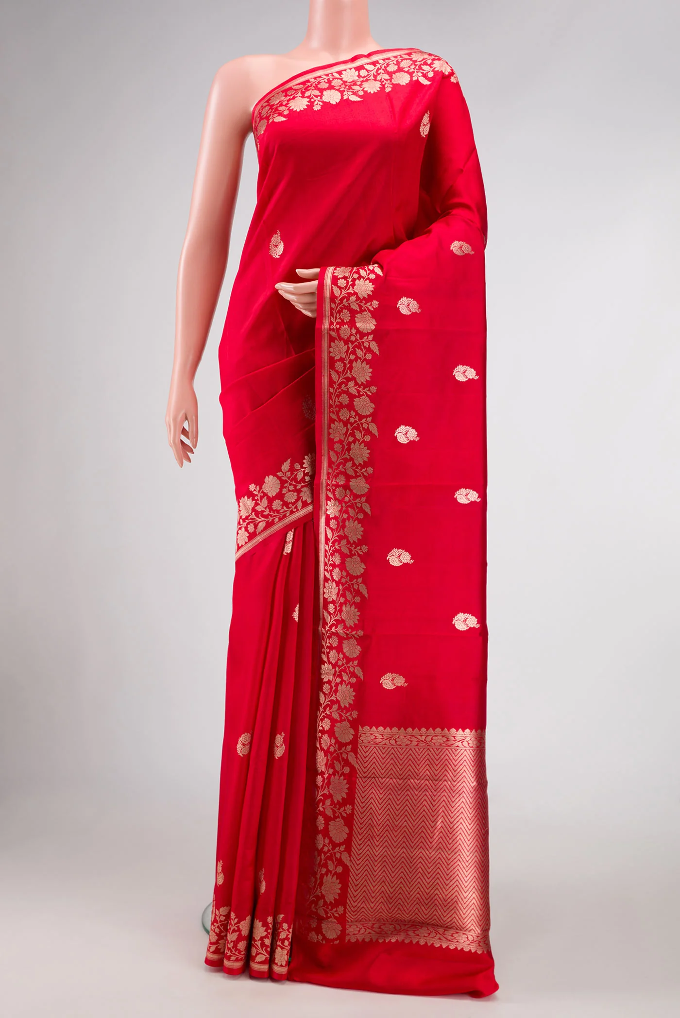 Red Banarasi Katan Silk Saree