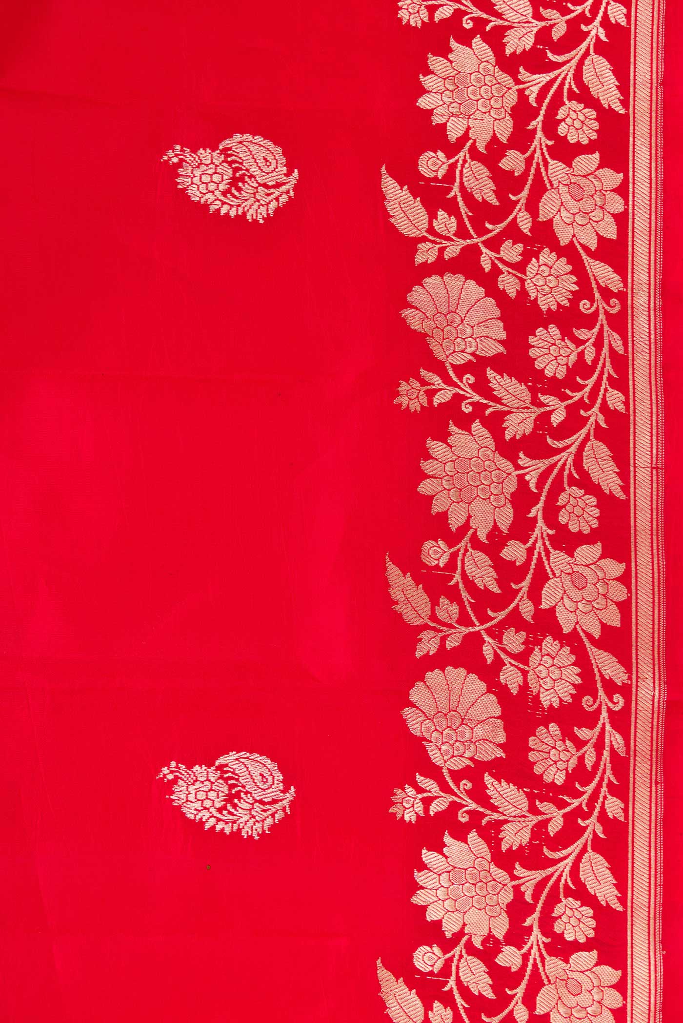 Red Banarasi Katan Silk Saree - Image 3