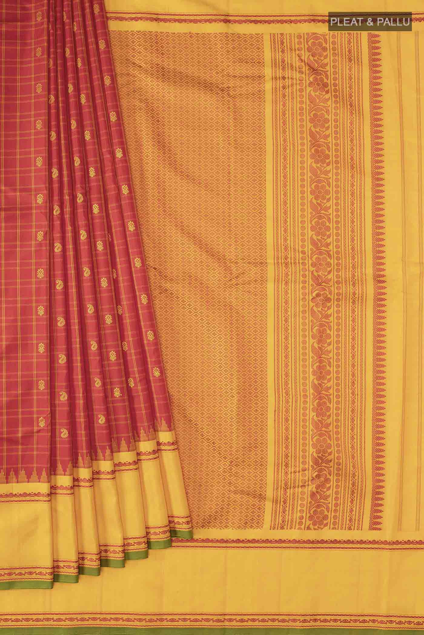 Red Gadwal Silk Saree - Image 4