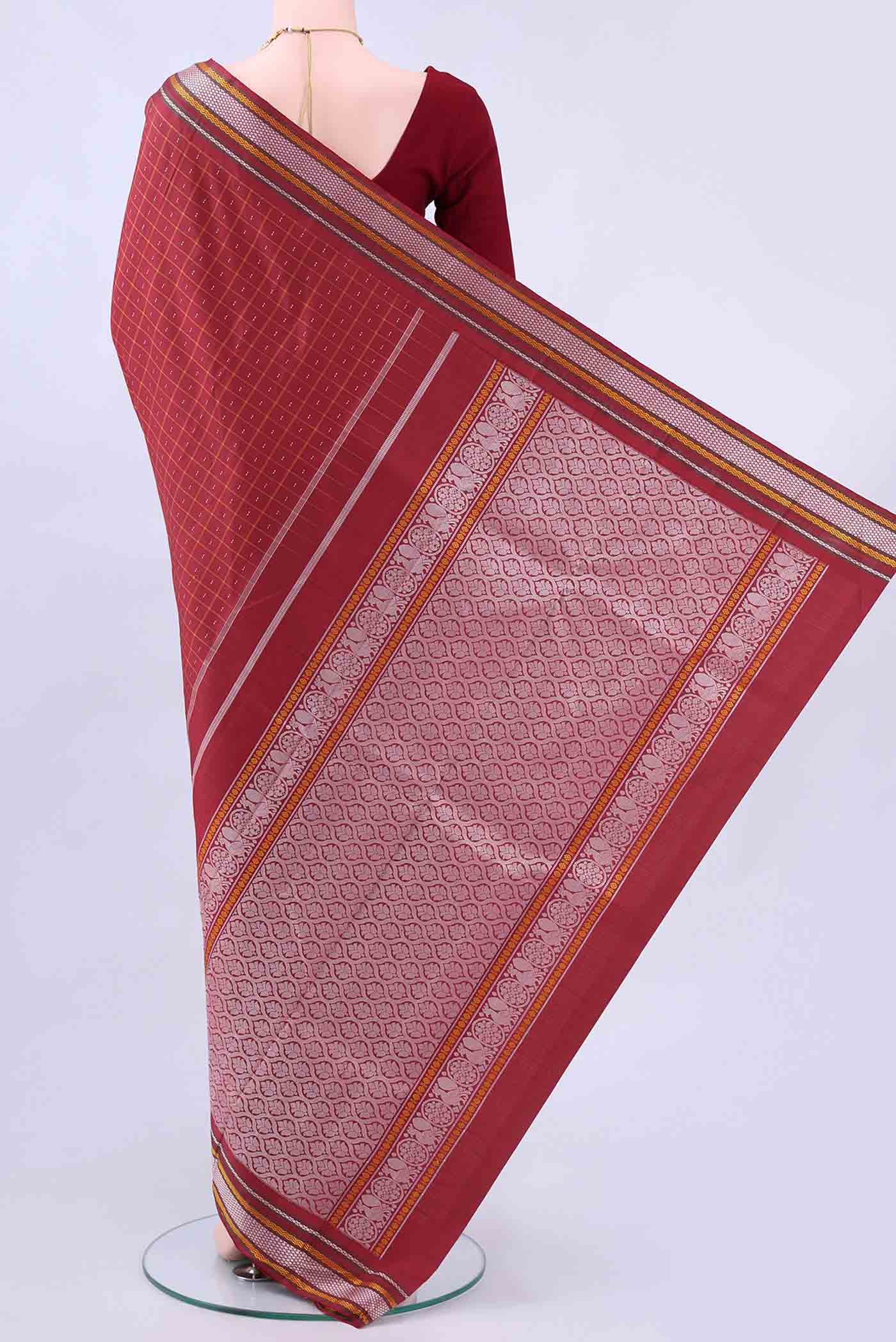 Maroon Kanchipuram Silk Saree - Image 3