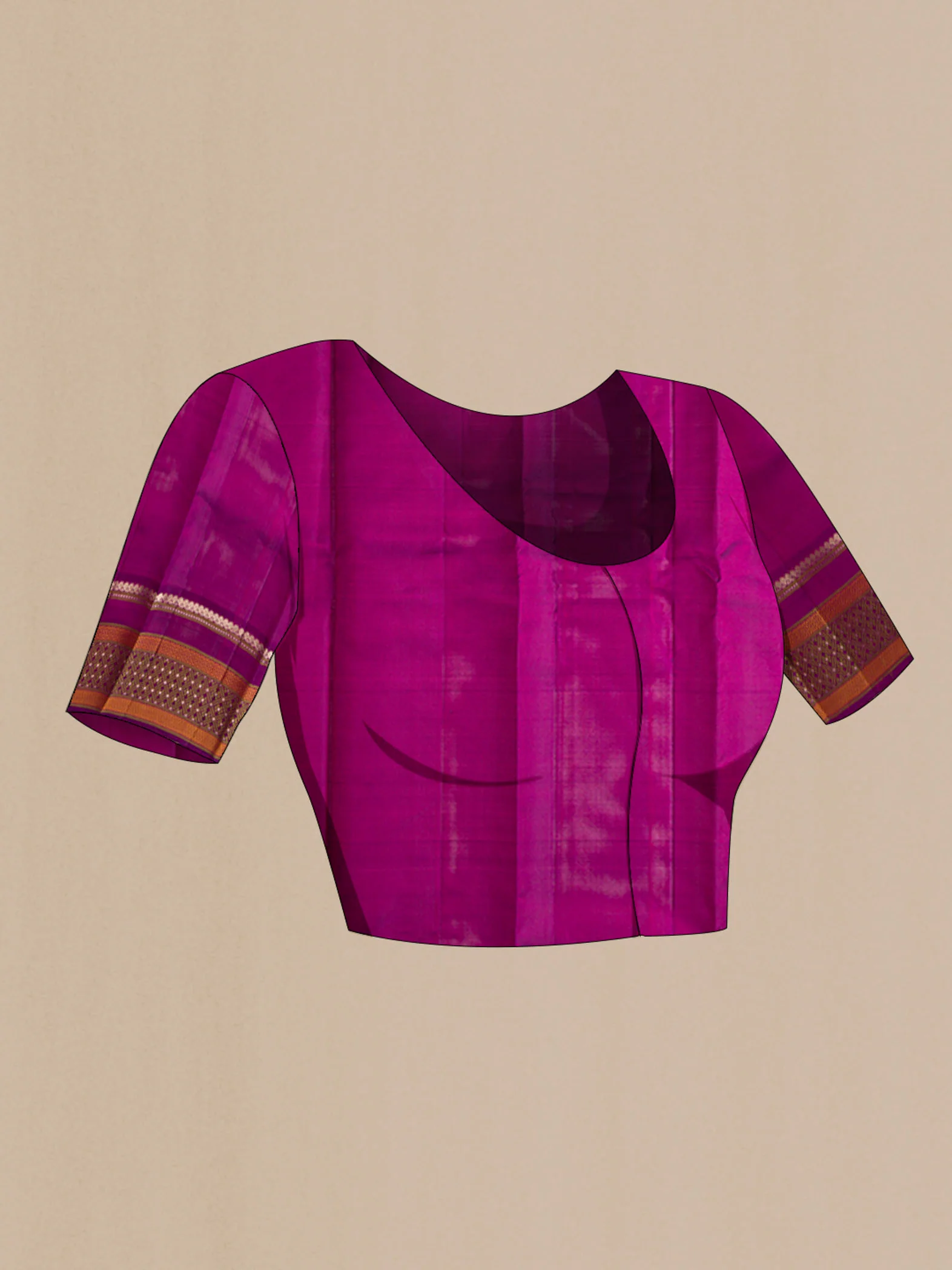 Pink with Orange Color Kanchipuram Silk Saree - Image 5