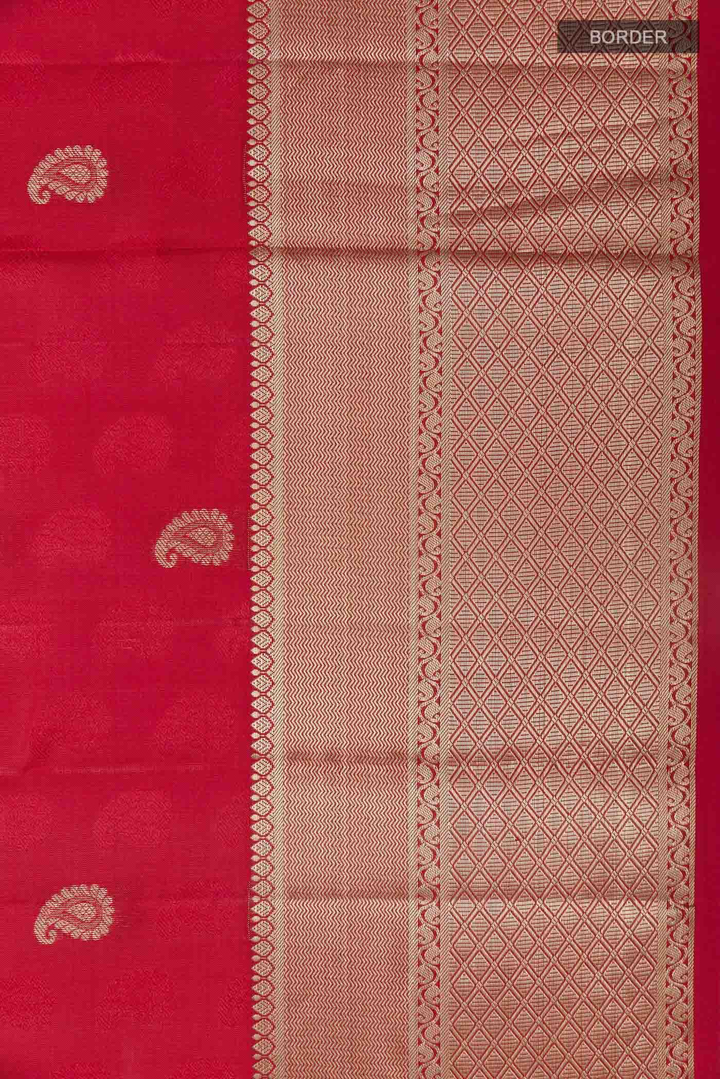 Red Kanchipuram Silk Saree - Image 3