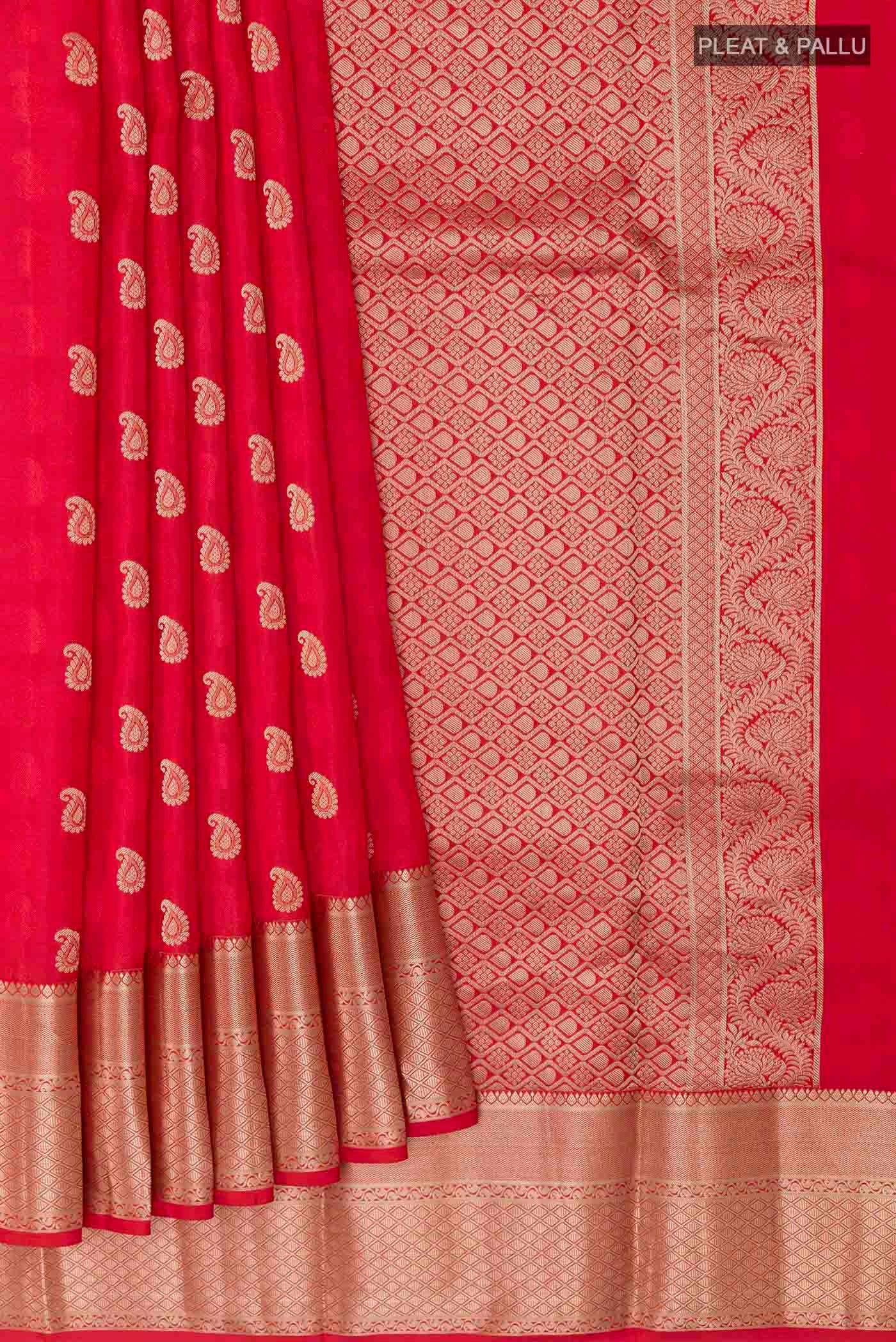 Red Kanchipuram Silk Saree - Image 4