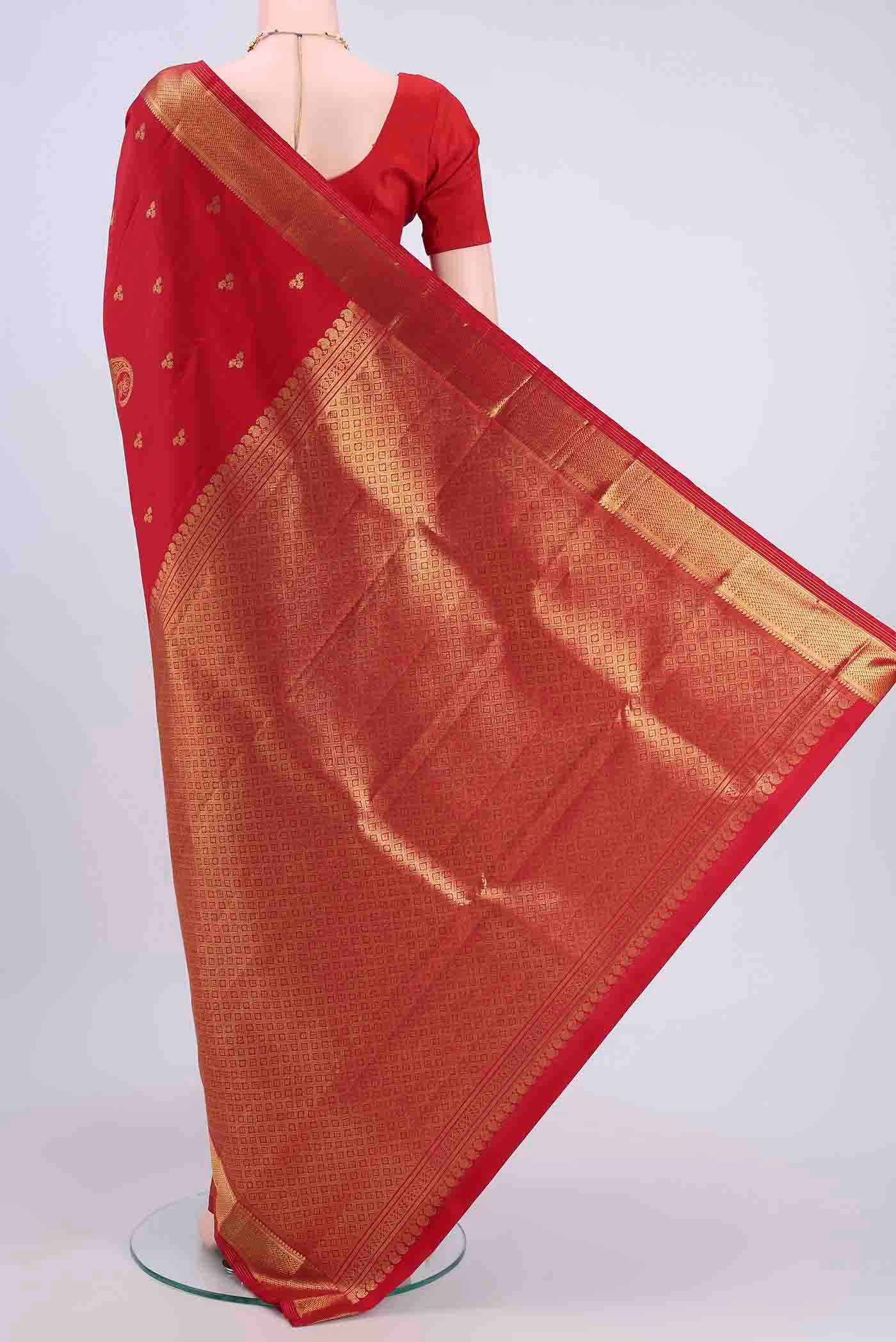 Red Kanjivaram Silk Saree - Image 3