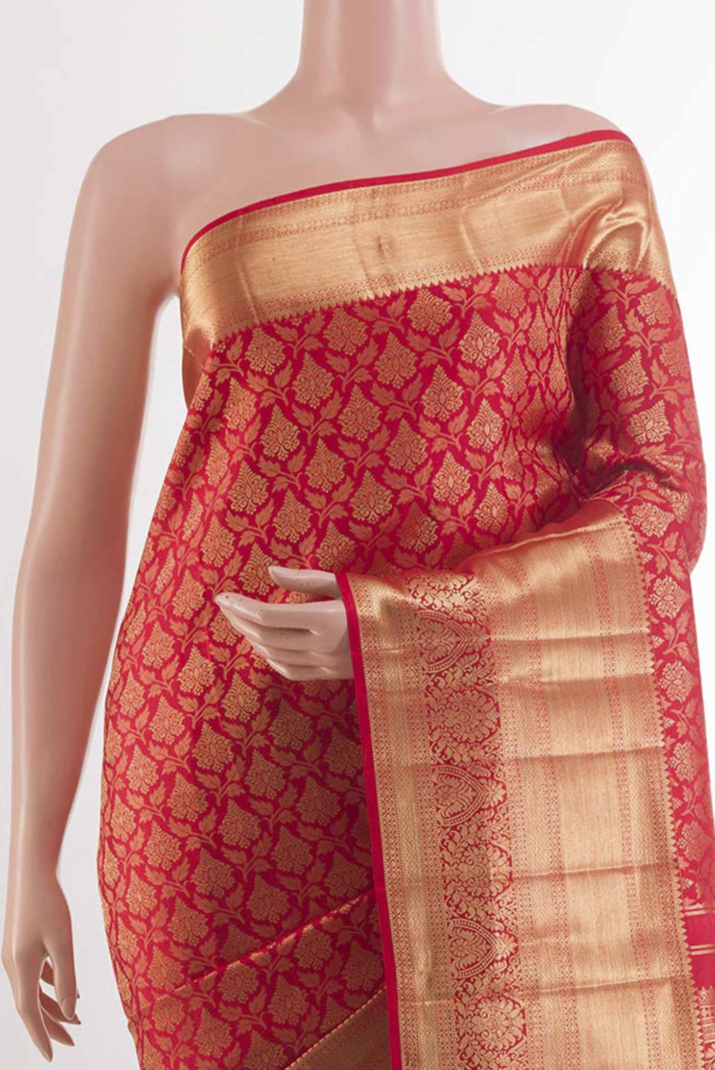 Red Kanchipuram Silk Saree - Image 2