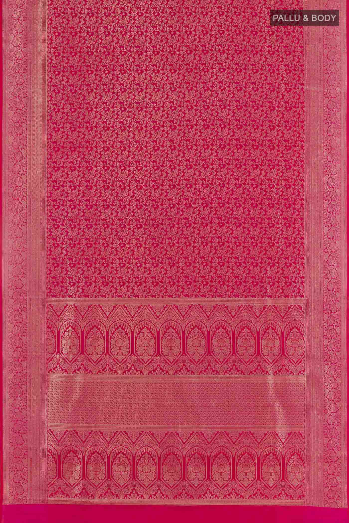 Red Kanchipuram Silk Saree - Image 5