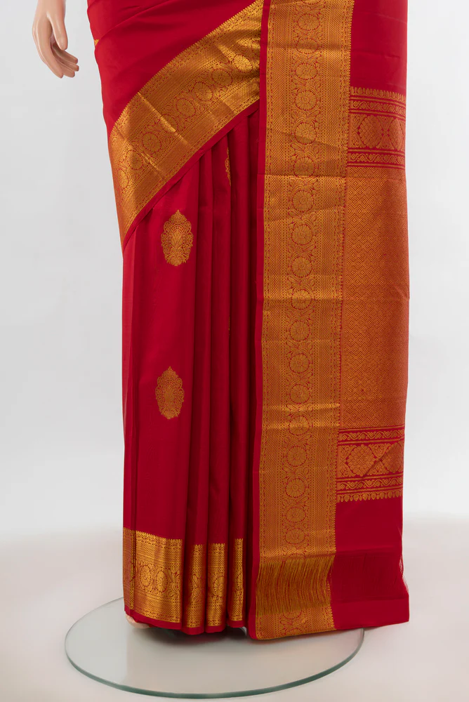 Red Kanchipuram Silk Saree - Image 3
