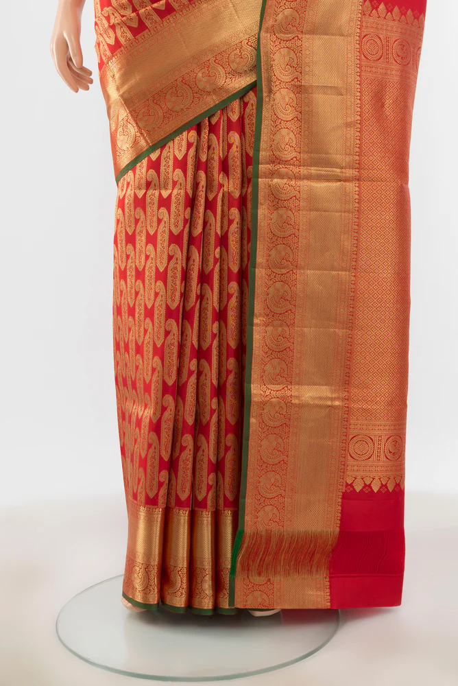 Red Kanchipuram Silk Saree - Image 3