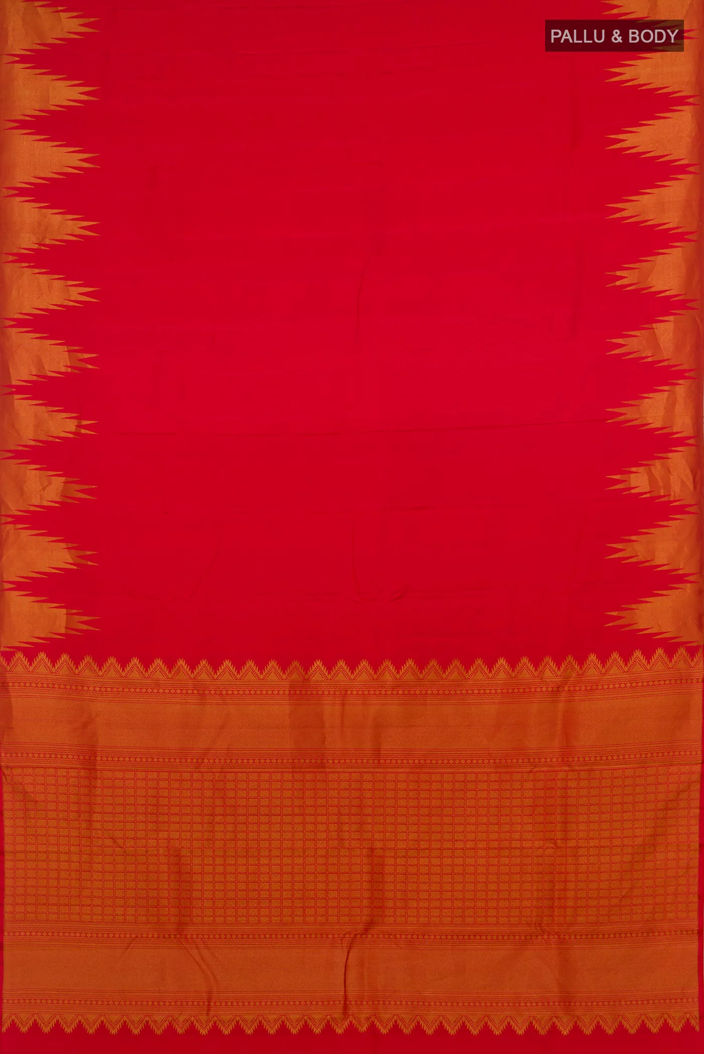 Red Kanchipuram Silk Saree - Image 5