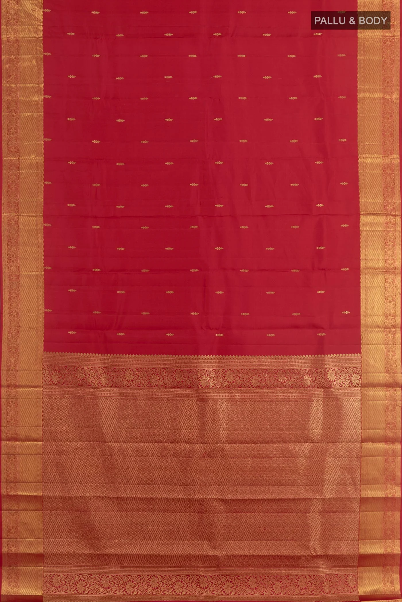 Deep Red Kanchipuram Silk Saree - Image 3