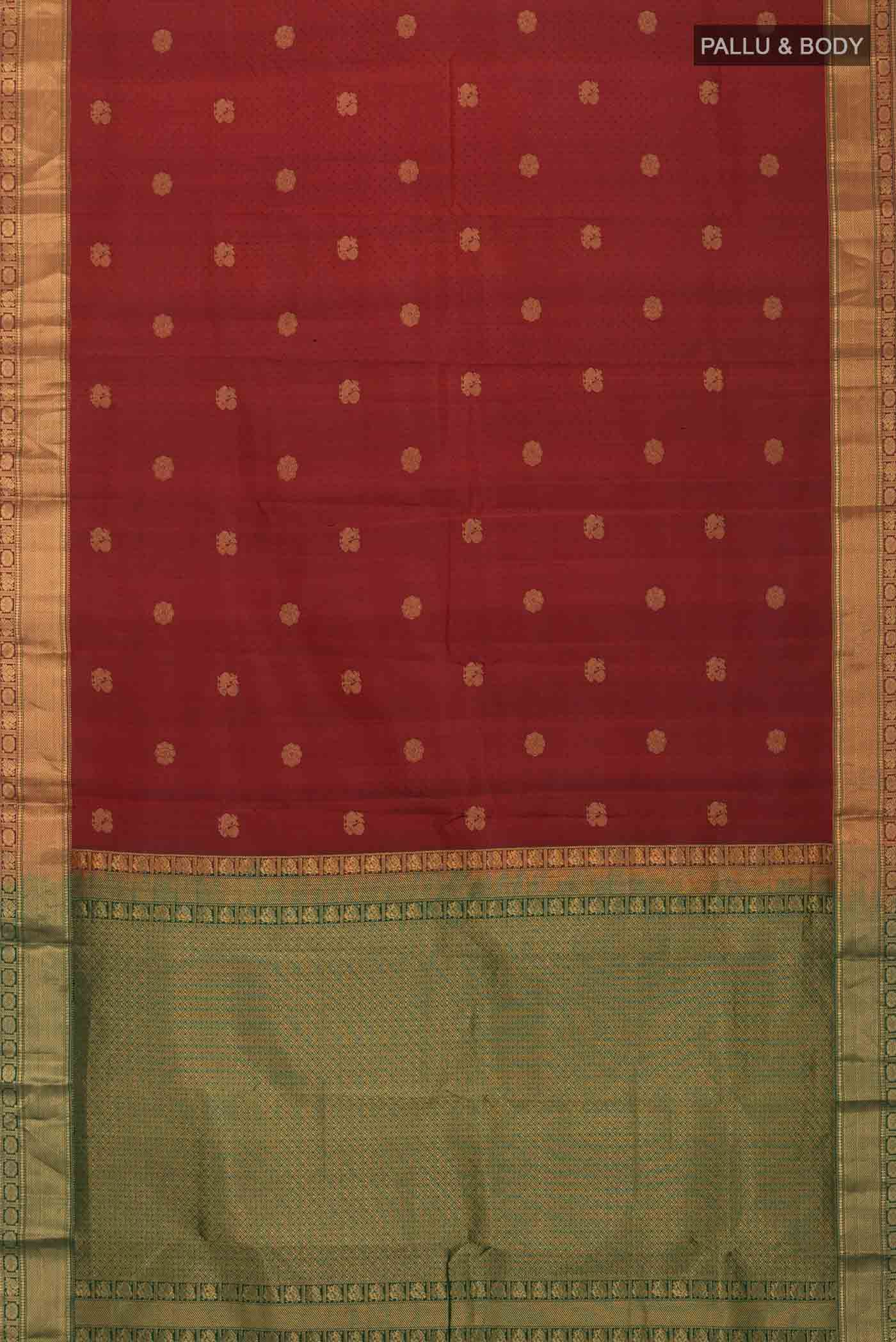Red Kanchipuram Silk Saree - Image 6