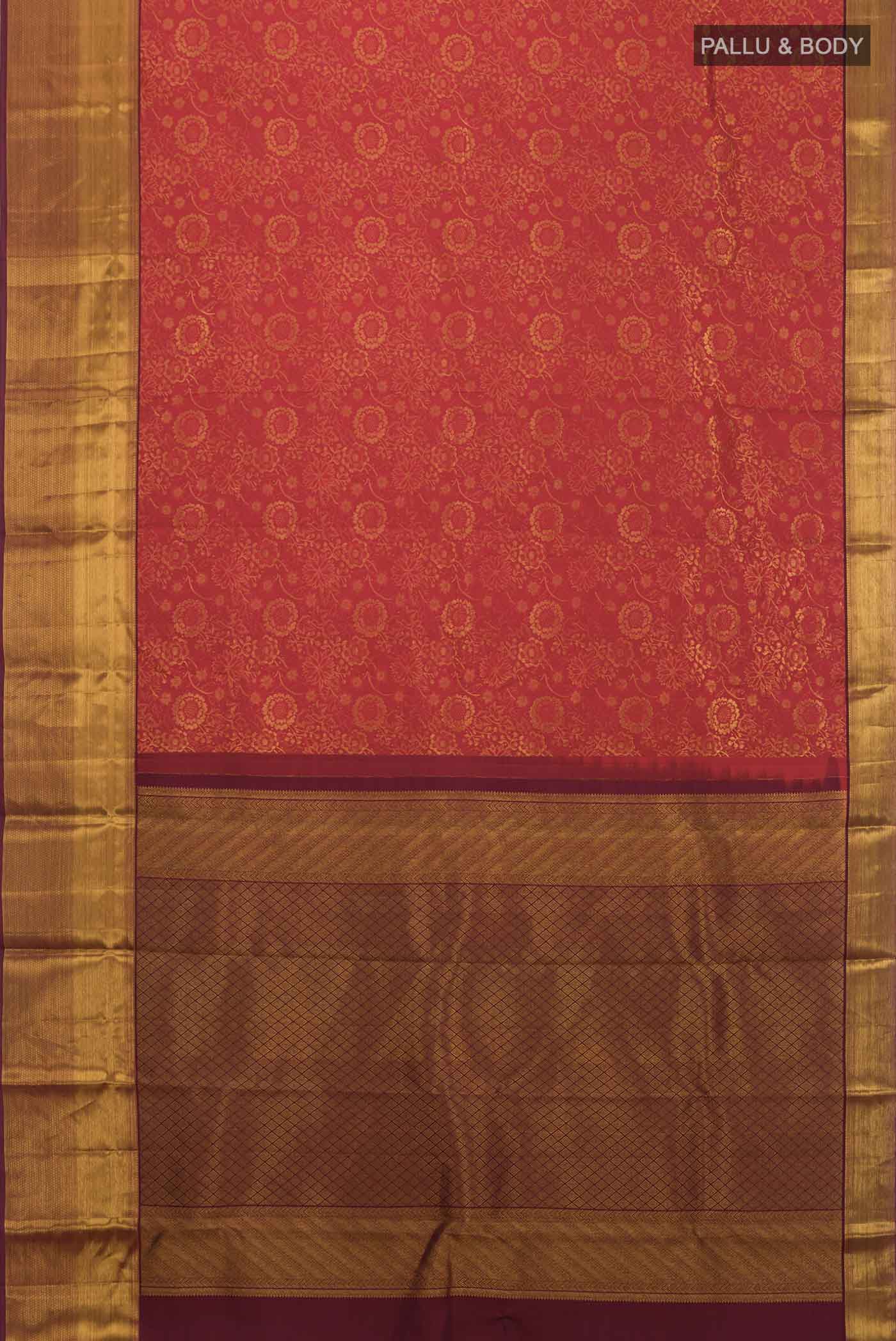 Red Kanchipuram Silk Saree - Image 6
