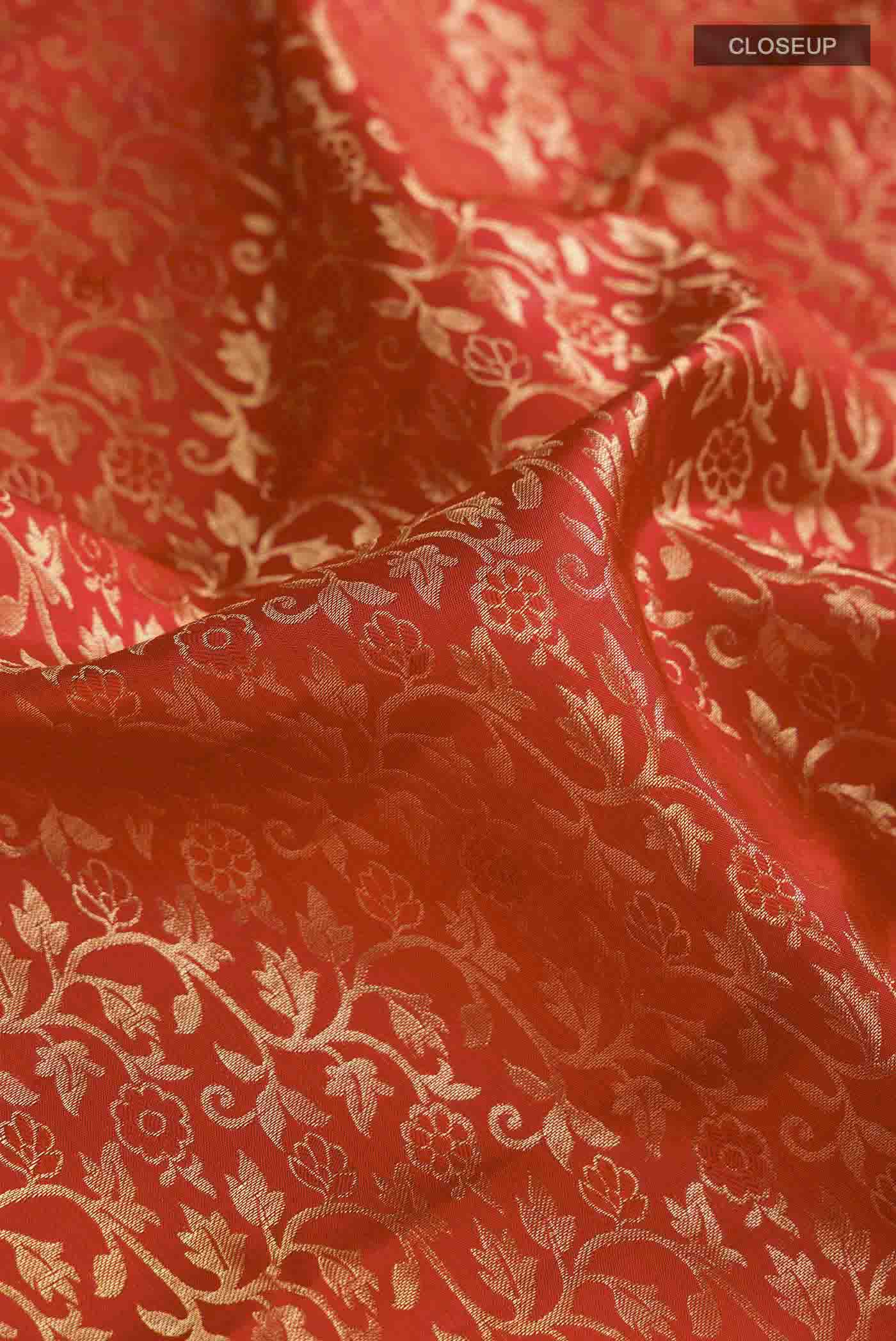 Orange Kanjivaram Silk Saree - Image 2