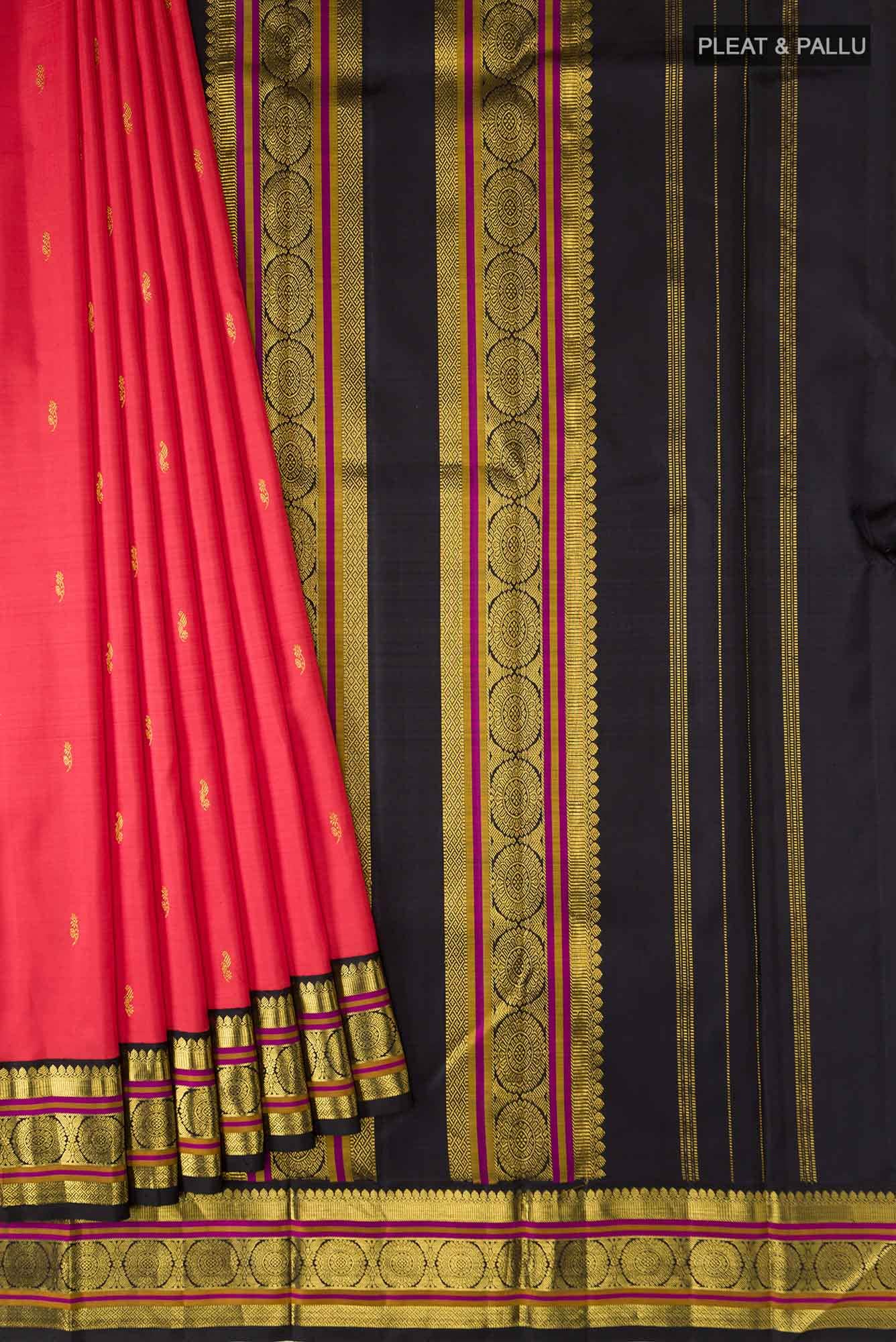 Coral Kanjivaram Silk Saree - Image 2