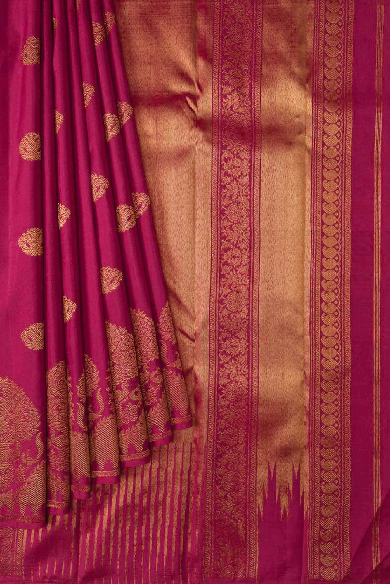Gandaberunda-Red Kanchipuram Silk Saree - Image 4